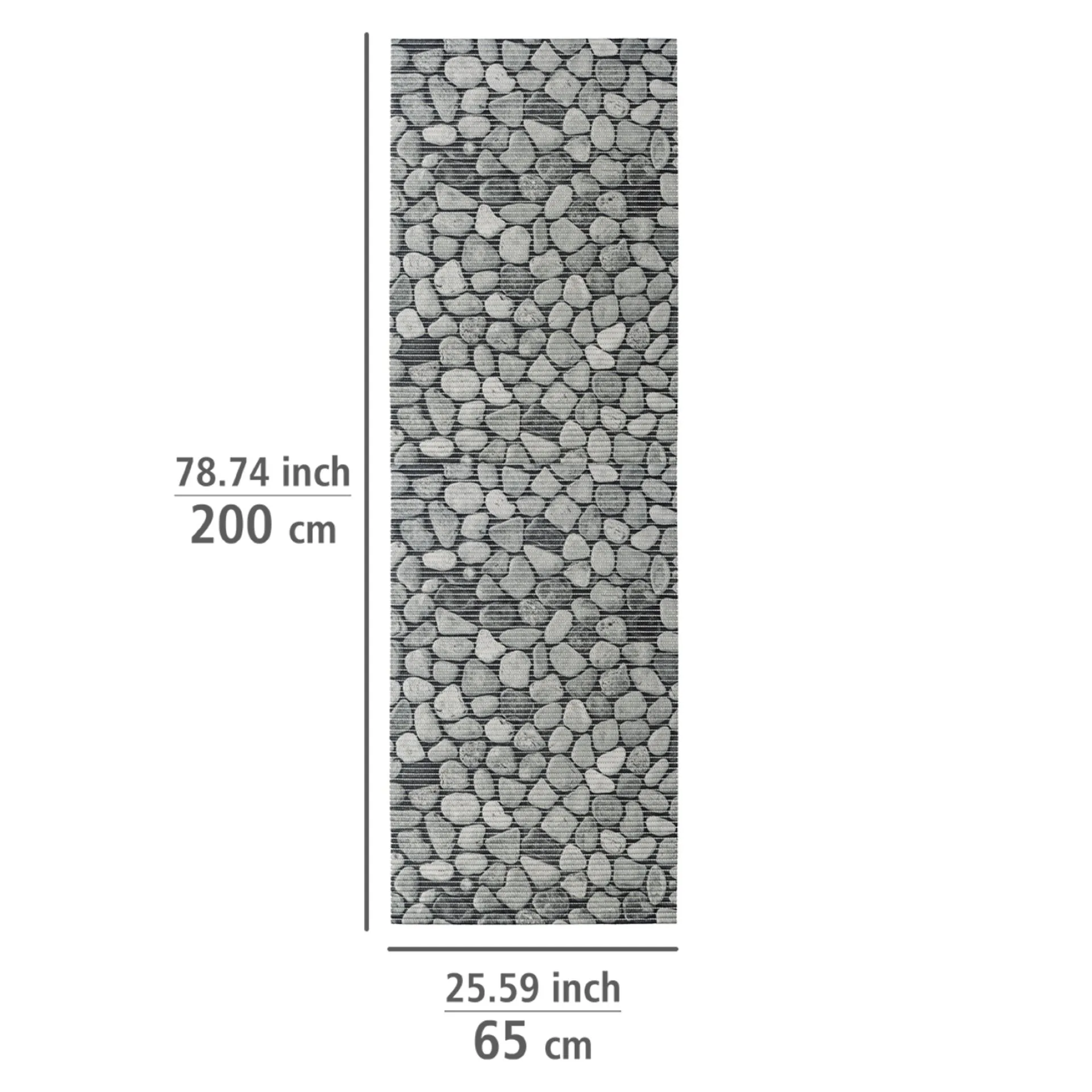 WENKO SASSI Badematte 65 x 200 cm, Grau, zuschneidbar