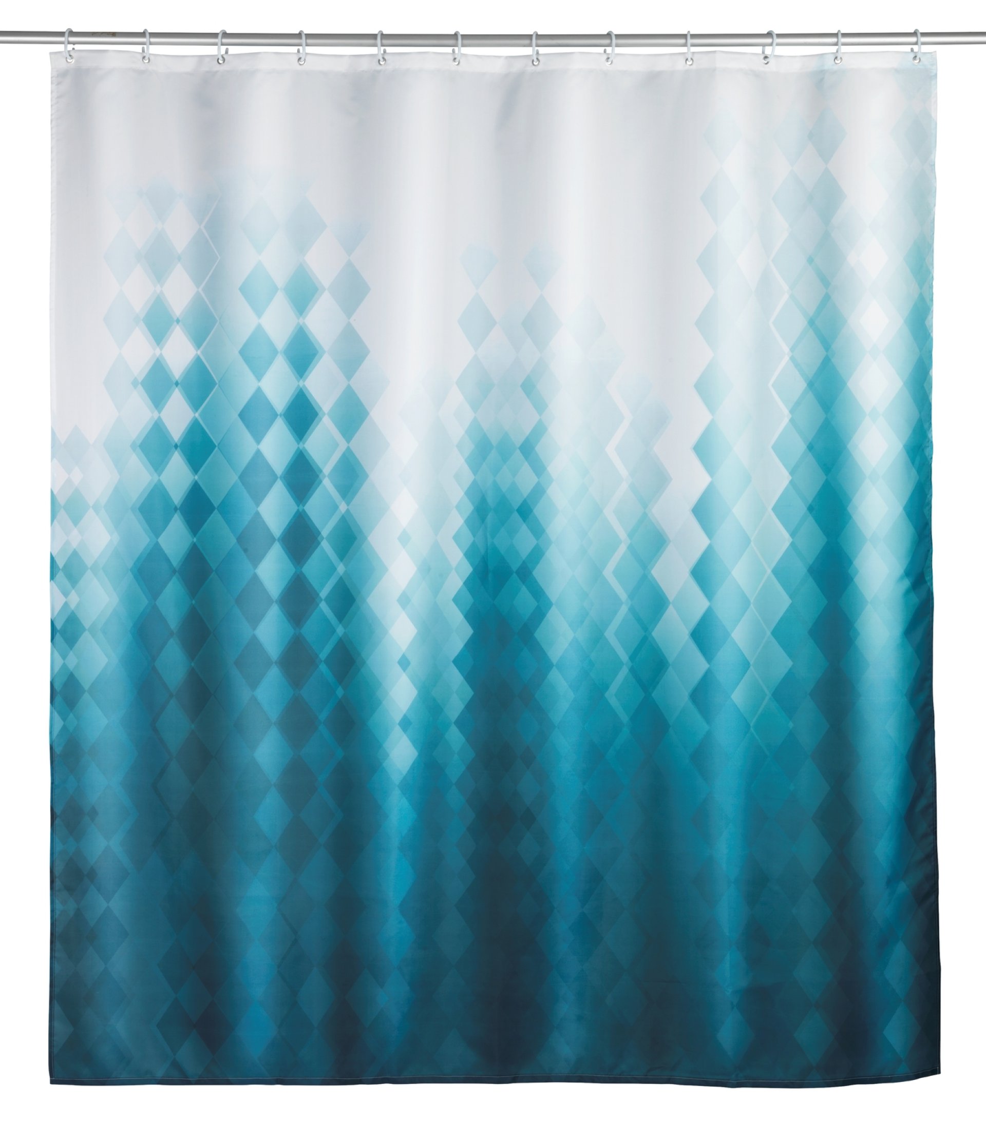 WENKO TULLIN Duschvorhang 180 x 200 cm, Weiß/Blau