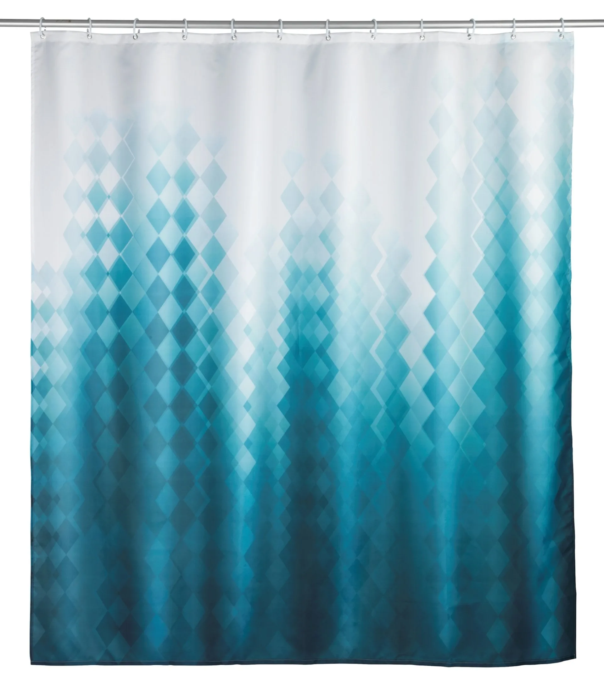 WENKO TULLIN Duschvorhang 180 x 200 cm, Weiß/Blau