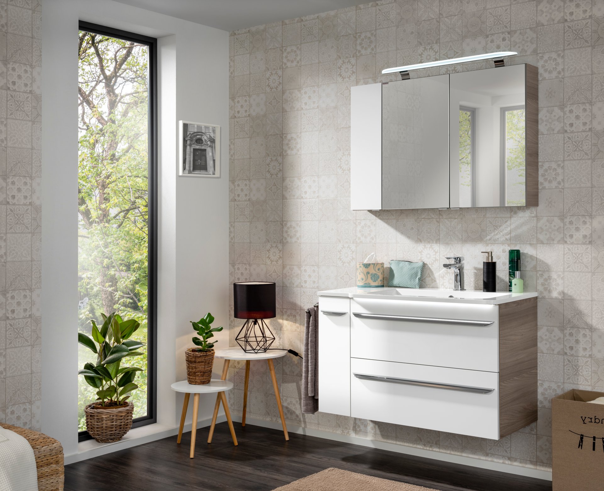 Fackelmann LUXOR Hängeschrank 20 cm, Braun hell/Weiß, links