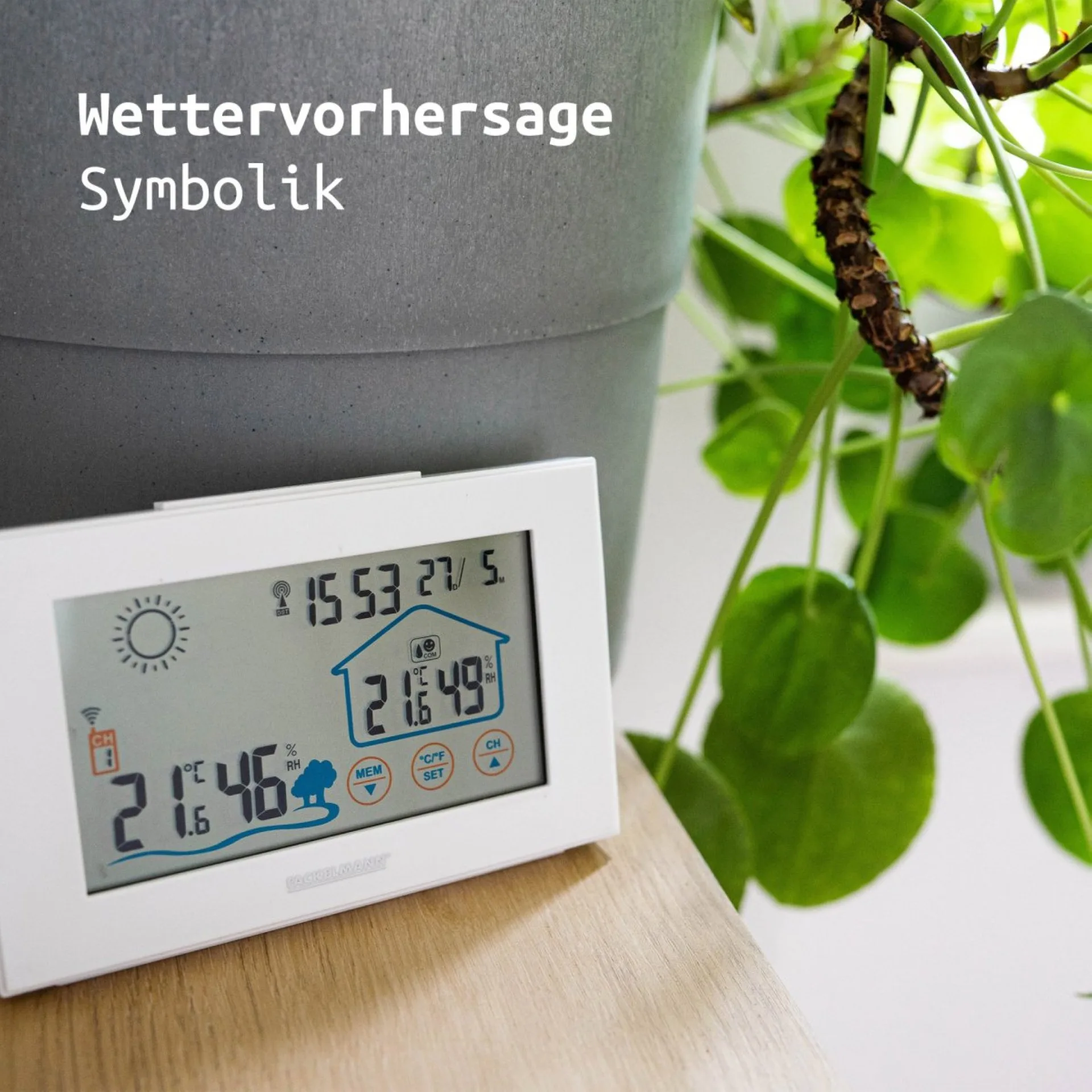 FACKELMANN Wetterstation 21,6 cm breit, Weiß, mit Funk