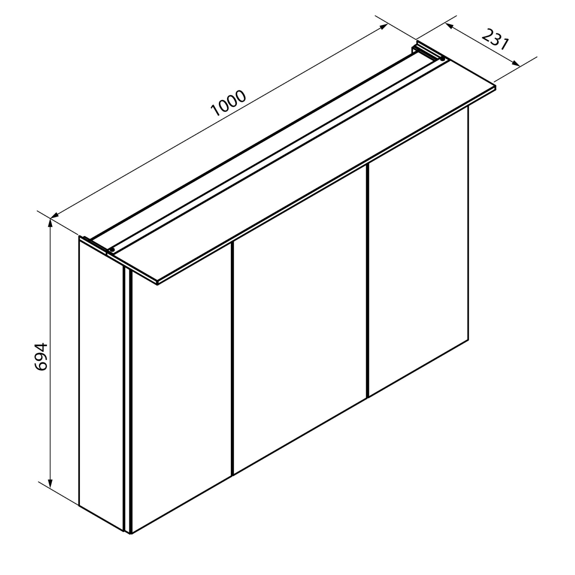 FACKELMANN B.PERFEKT Badmöbel Set 4-teilig 103 cm breit, Braun hell, Waschbecken Keramik Weiß + LED Spiegelschrank + Midischrank