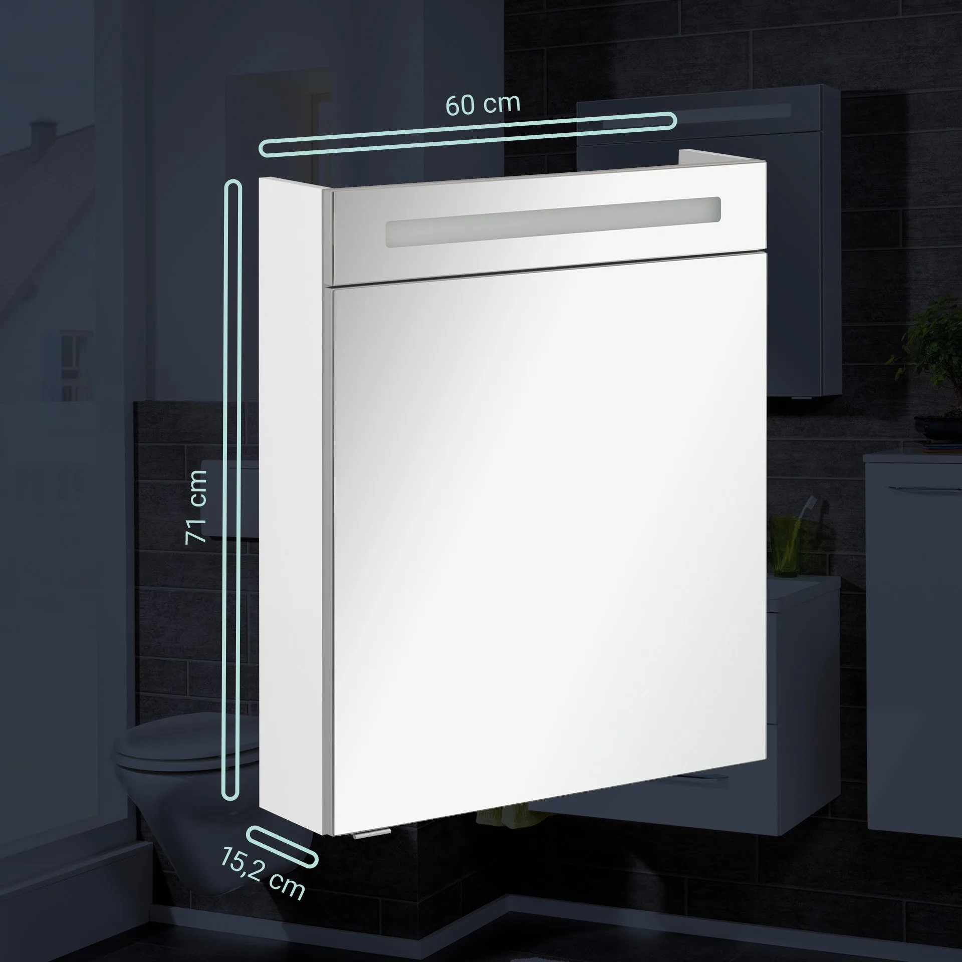 FACKELMANN B.CLEVER LED Spiegelschrank 60 cm breit, Weiß