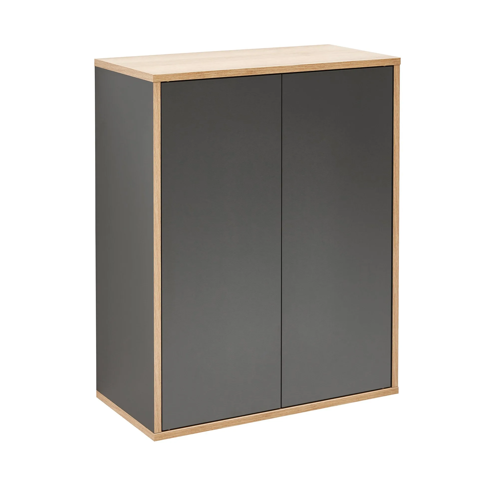 FACKELMANN FINN Doppel Midischrank 60 cm breit, Anthrazit/Braun hell