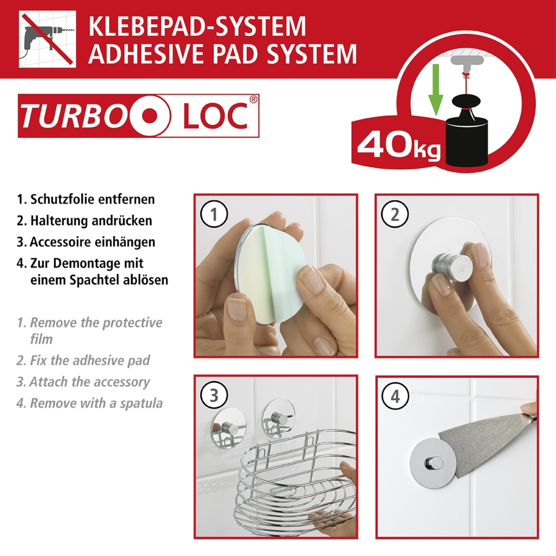 WENKO OREA Handtuchhalter, Chrom matt, Edelstahl rostfrei, Befestigen ohne Bohren