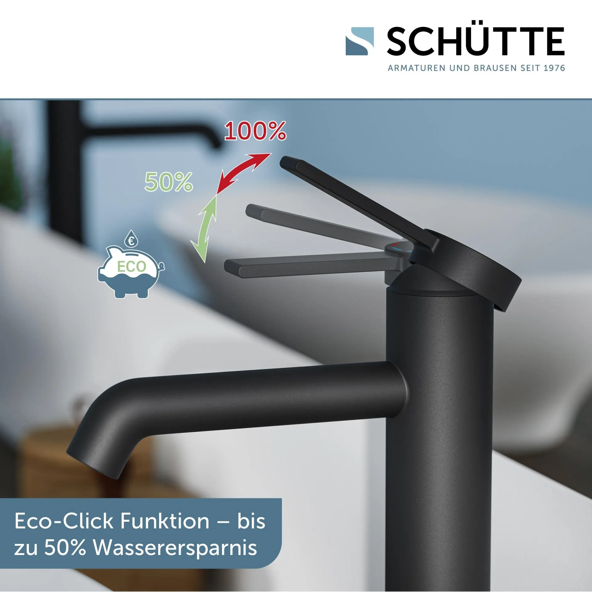 SCHÜTTE LOS ANGELES Waschtischarmatur, Schwarz matt, für Aufsatzwaschbecken