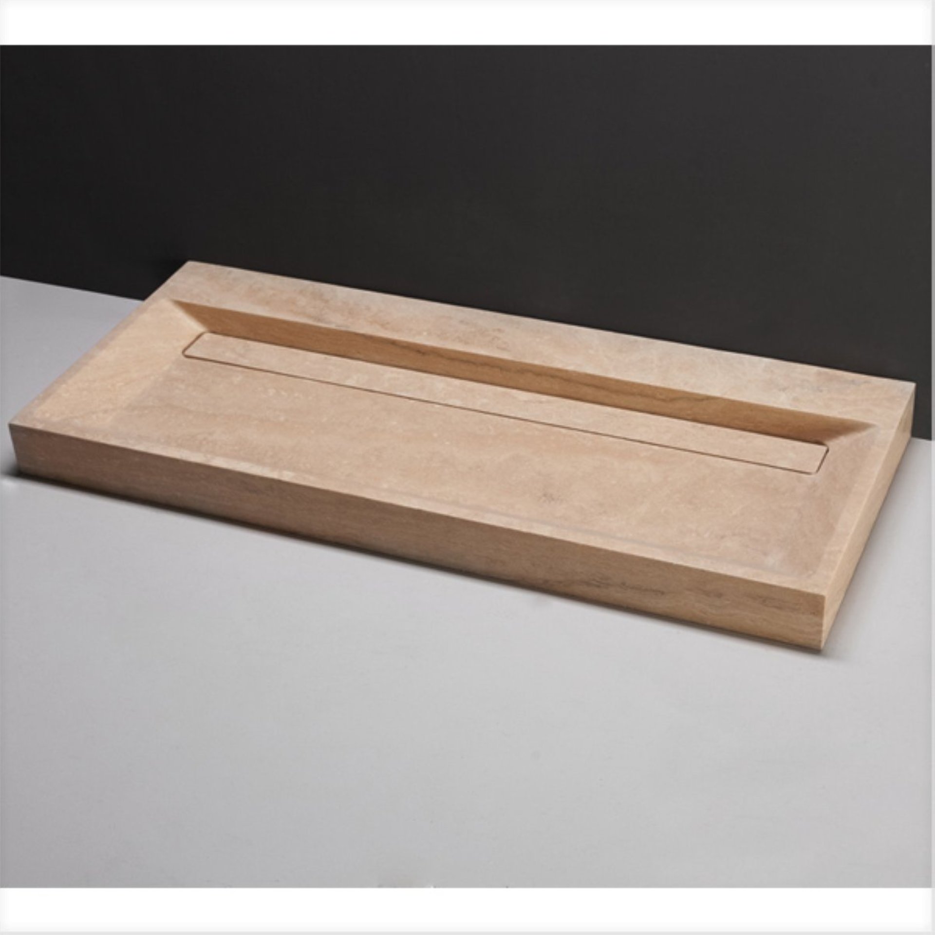 Waschbecken Naturstein BELLEZZA (120,5 cm) Travertin, ohne Hahnloch, 100345