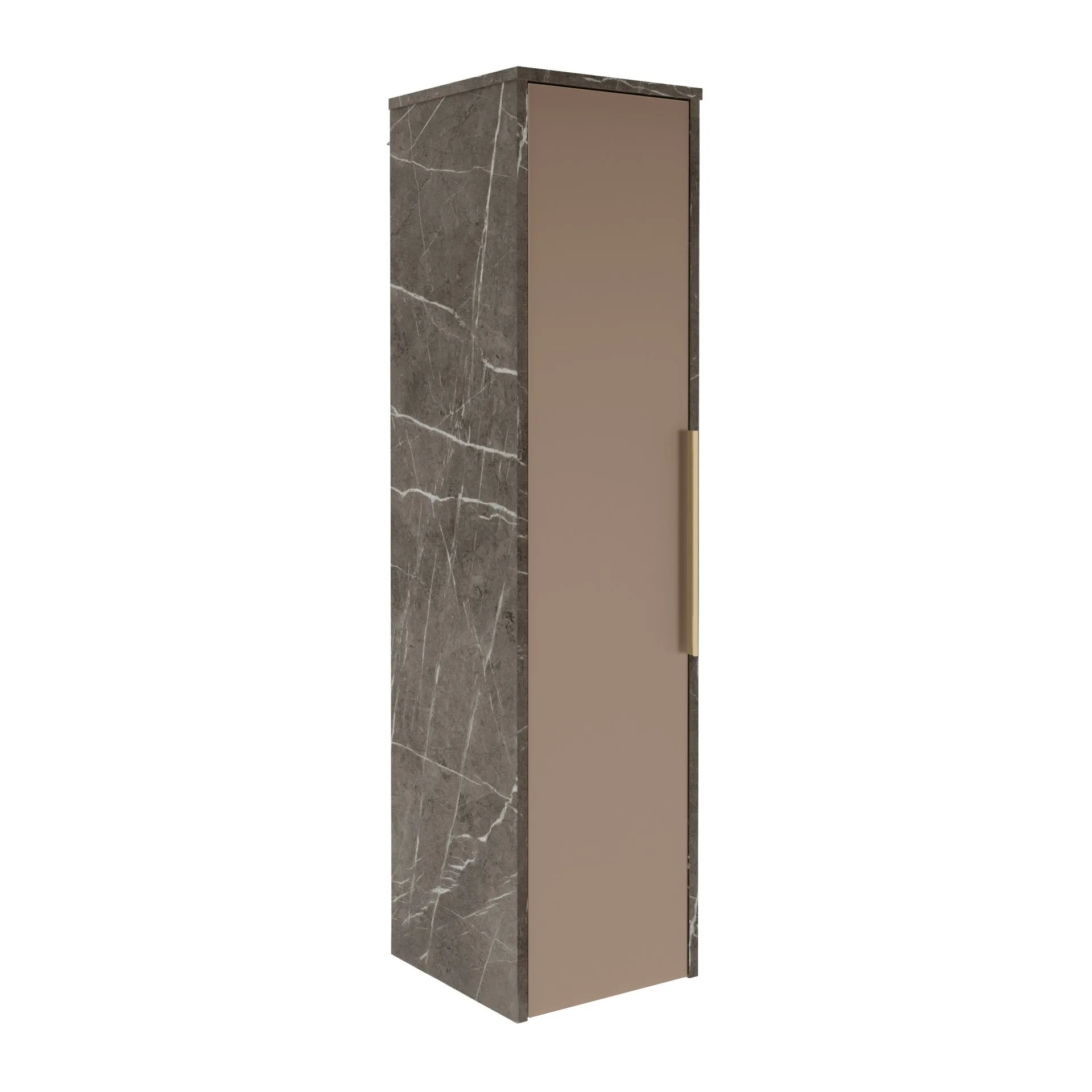 LANZET VIDRO Midischrank 30 cm breit, Braun/Marmor Grau, Türanschlag links