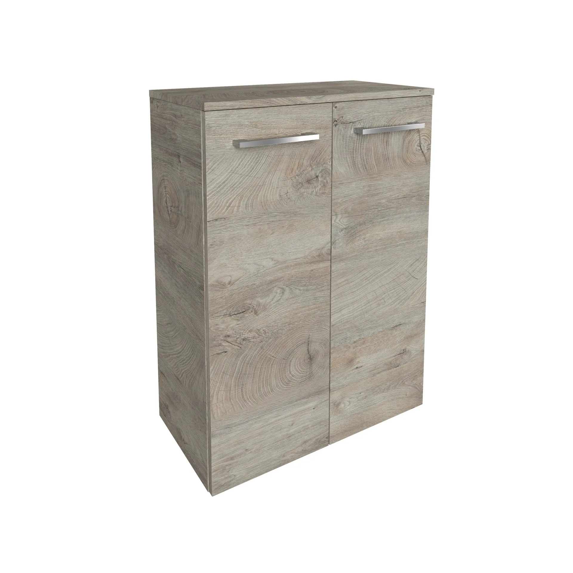 FACKELMANN B.STYLE Doppel Midischrank 60 cm, Braun hell, mit Wäschekorb