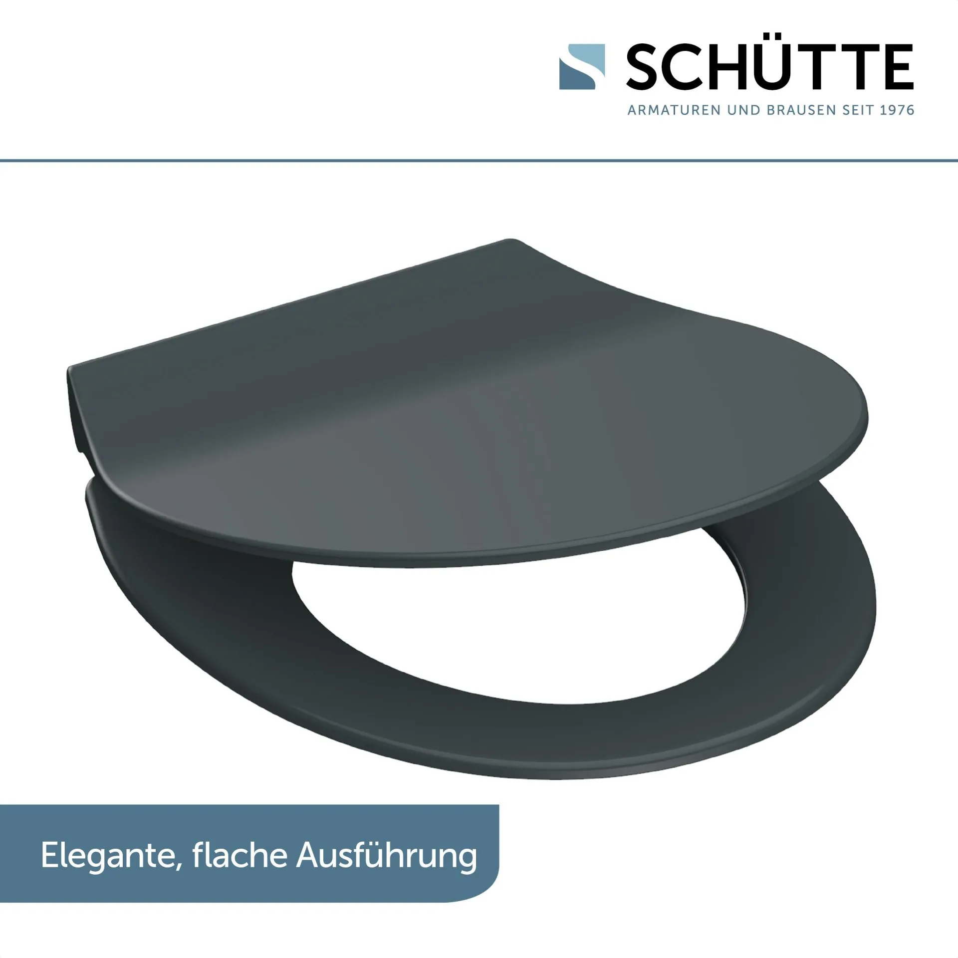 SCHÜTTE SLIM ANTHRAZIT WC-Sitz, Kunststoff, mit Absenkautomatik und Schnellverschluss