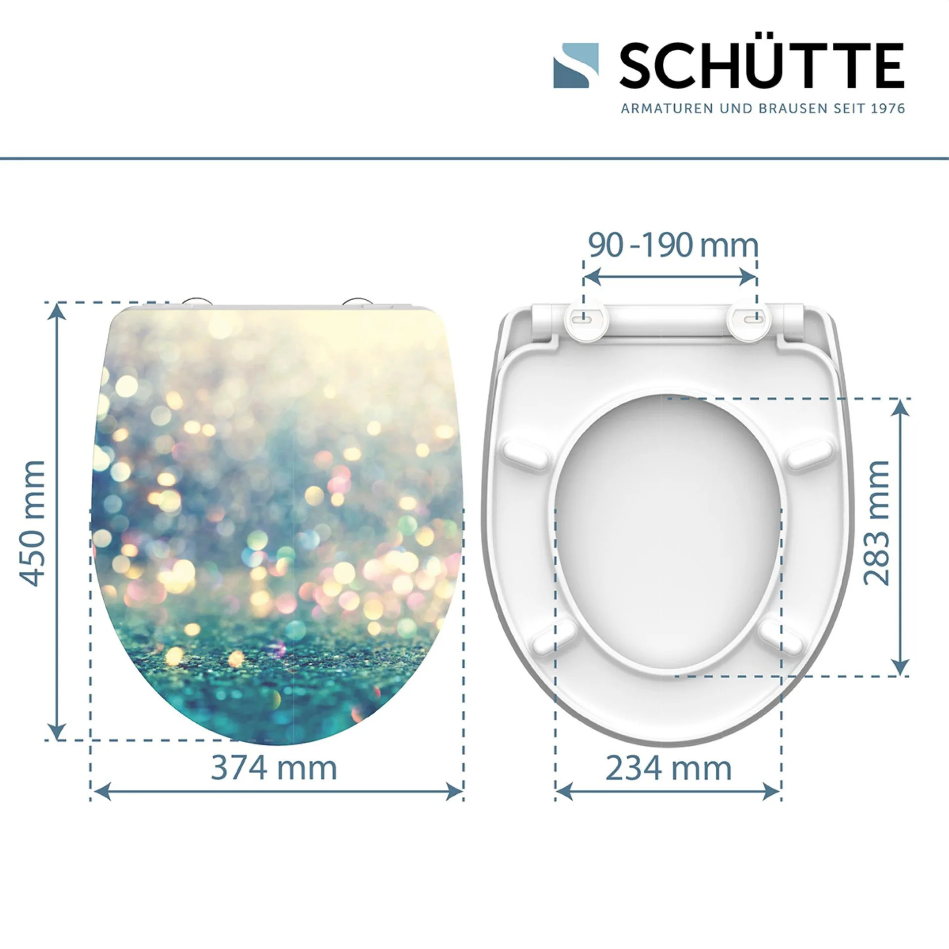 Schütte MAGIC LIGHT WC-Sitz, mit Absenkautomatik und Schnellverschluss, Duroplast HG
