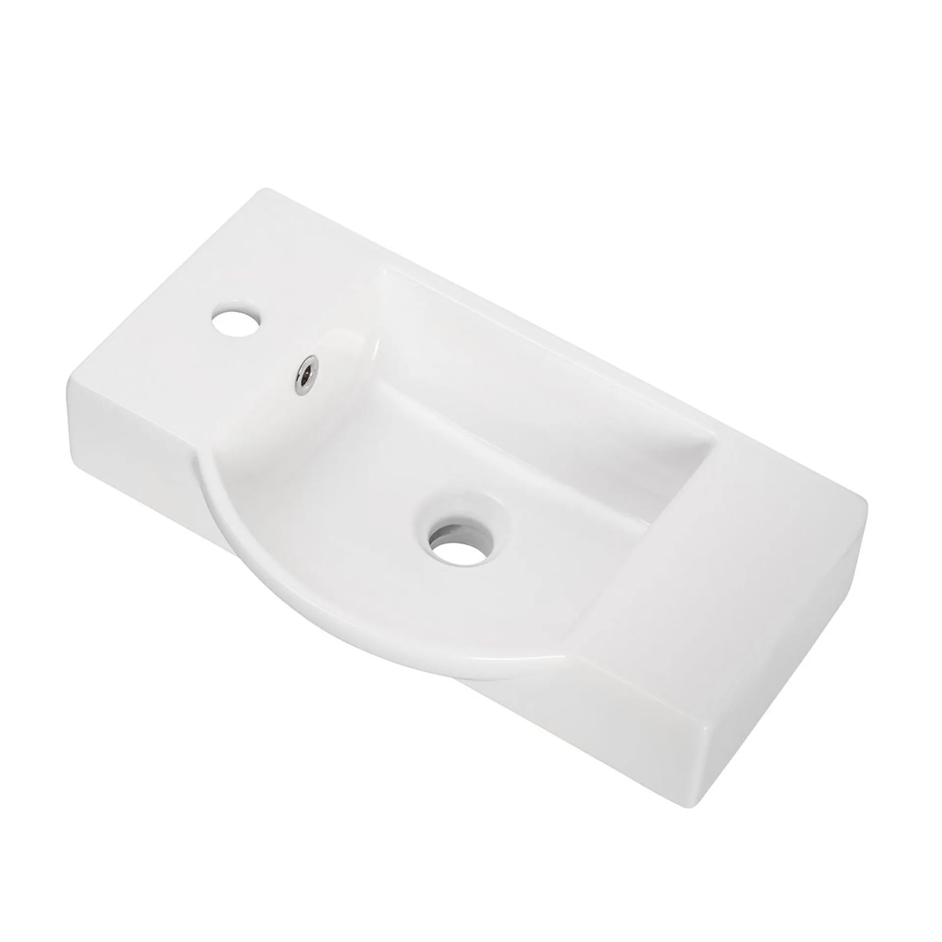 FACKELMANN SBC LUNA Gäste WC Waschtisch Set 55 cm breit, Anthrazit, Waschbecken Keramik Weiß, Hahnloch links