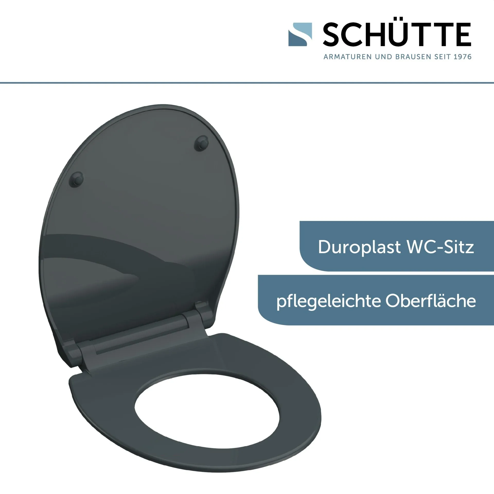 SCHÜTTE SLIM ANTHRAZIT WC-Sitz, Kunststoff, mit Absenkautomatik und Schnellverschluss