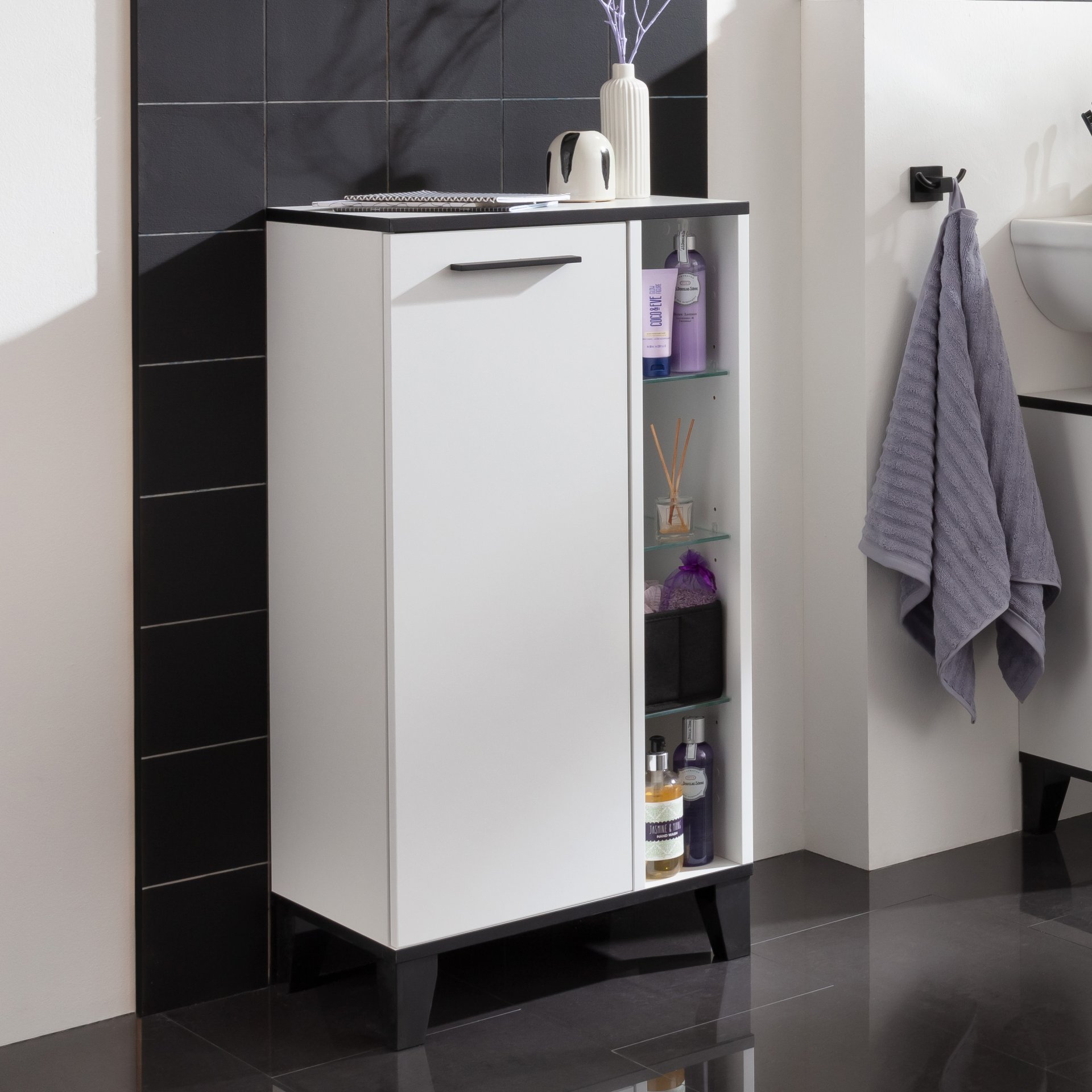 Fackelmann TE-A Midischrank 47 cm mit Füßen, Weiß