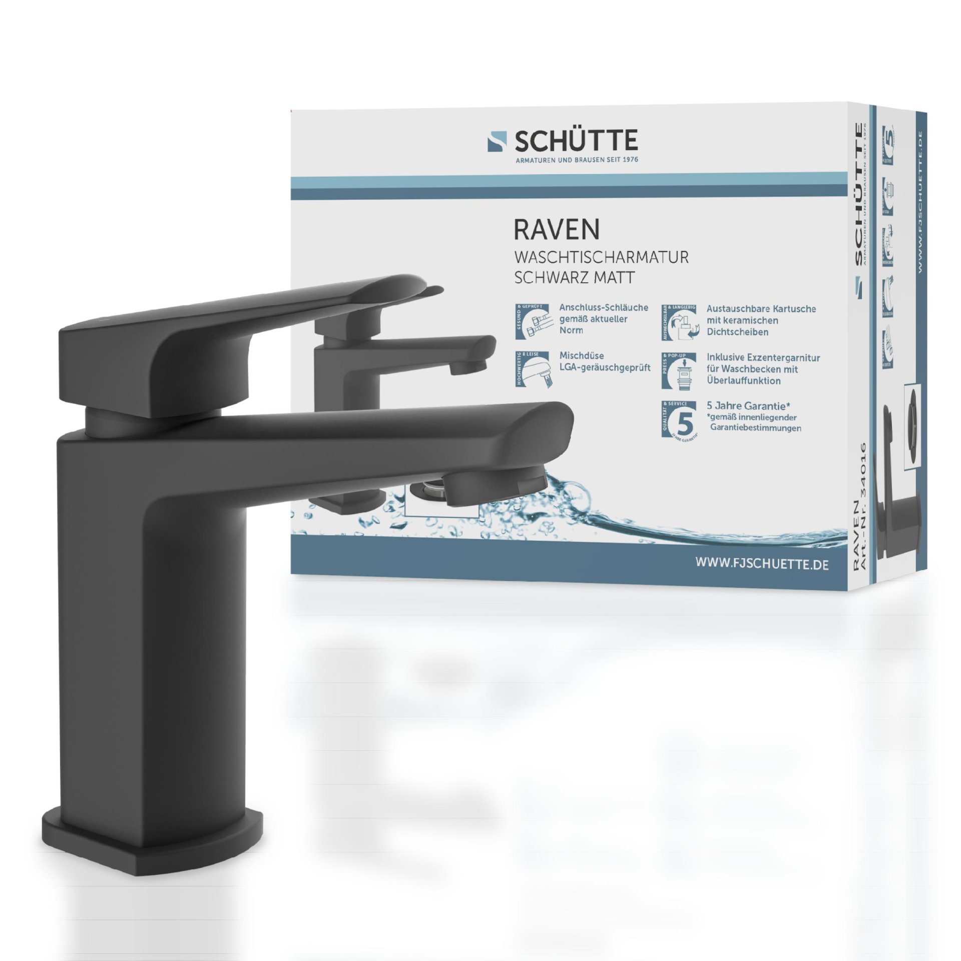 Schütte RAVEN Waschtischarmatur, Schwarz matt