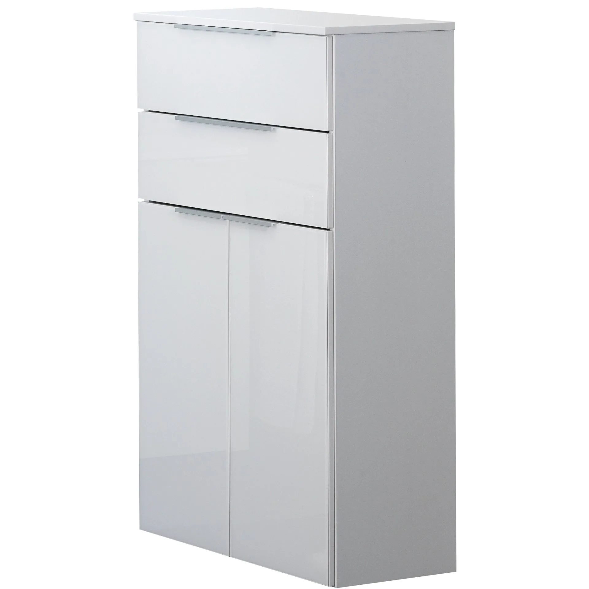 FACKELMANN KARA Doppel Midischrank 61 cm breit, Weiß, mit 2 Schubladen