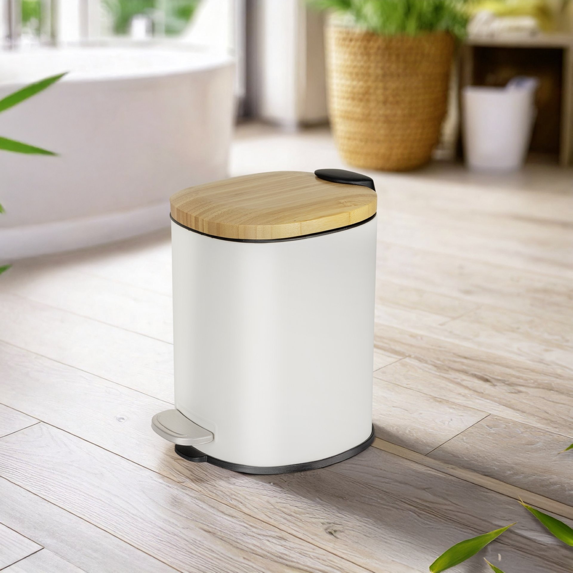 WENKO FIANEMA Kosmetikeimer 3 Liter, Weiß/Braun