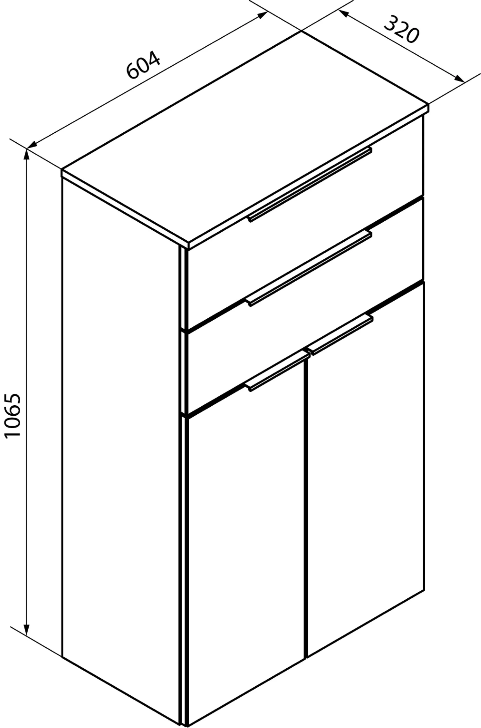 FACKELMANN KARA Doppel Midischrank 61 cm breit, Weiß/Anthrazit, mit 2 Schubladen