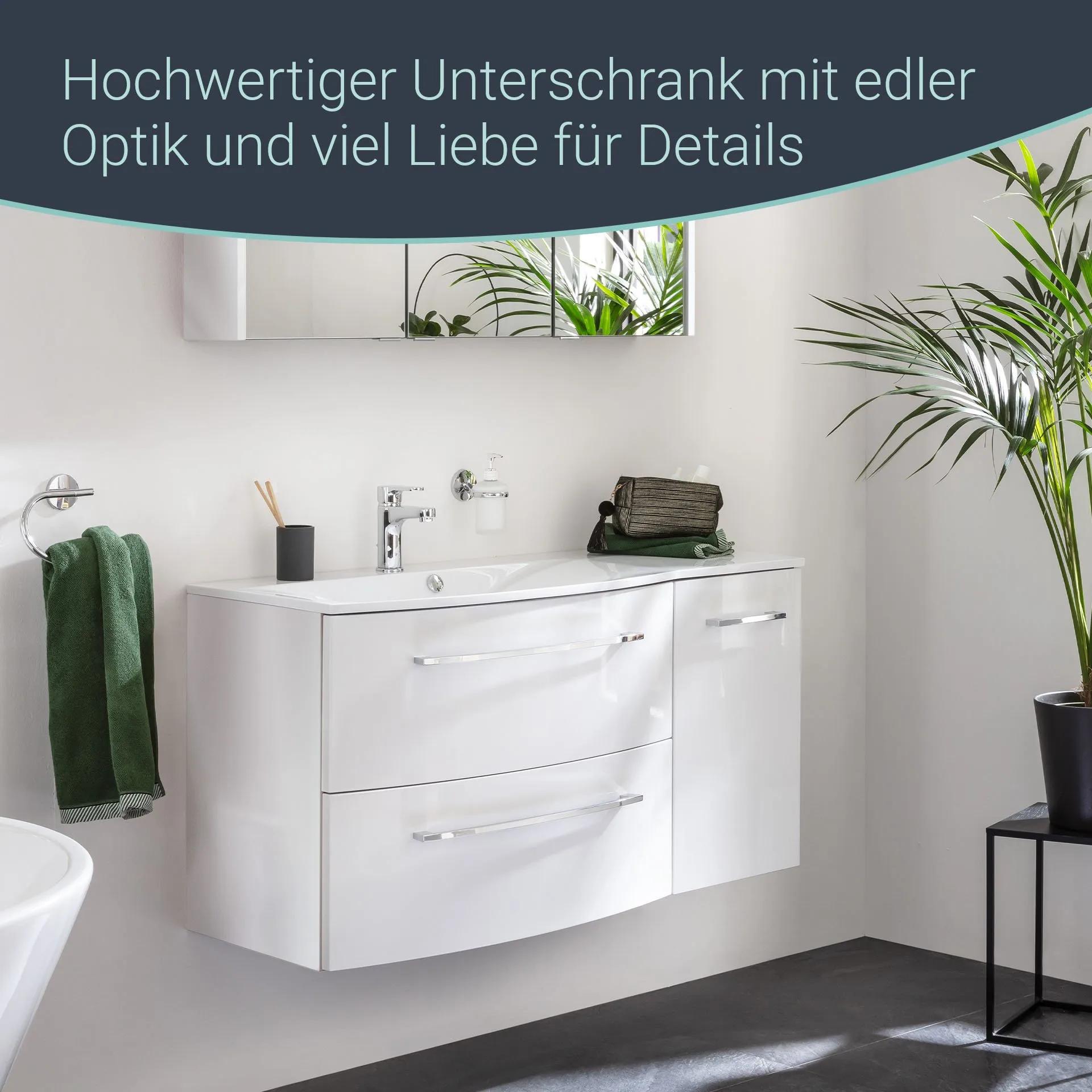 FACKELMANN VERONA Unterschrank 35 cm breit, Weiß Hochglanz, Türanschlag rechts