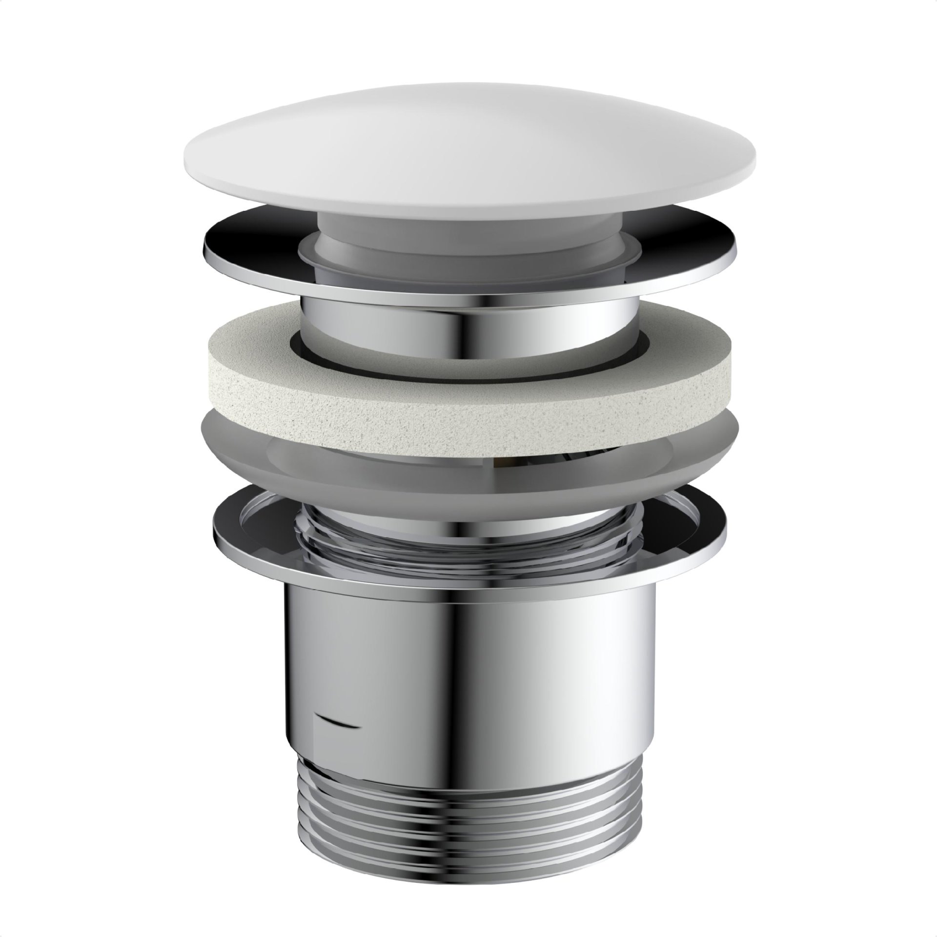 SCHÜTTE Ablaufventil, Weiß, mit Überlauf, 1 1/4" x 65 mm