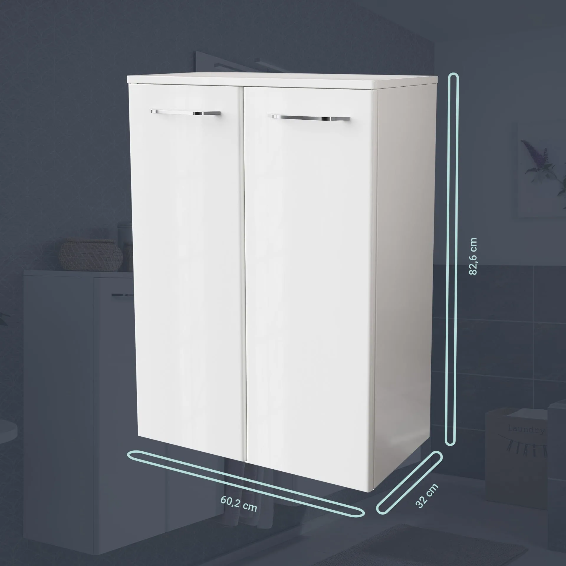FACKELMANN MILANO Doppel Midischrank 30 cm breit, Weiß