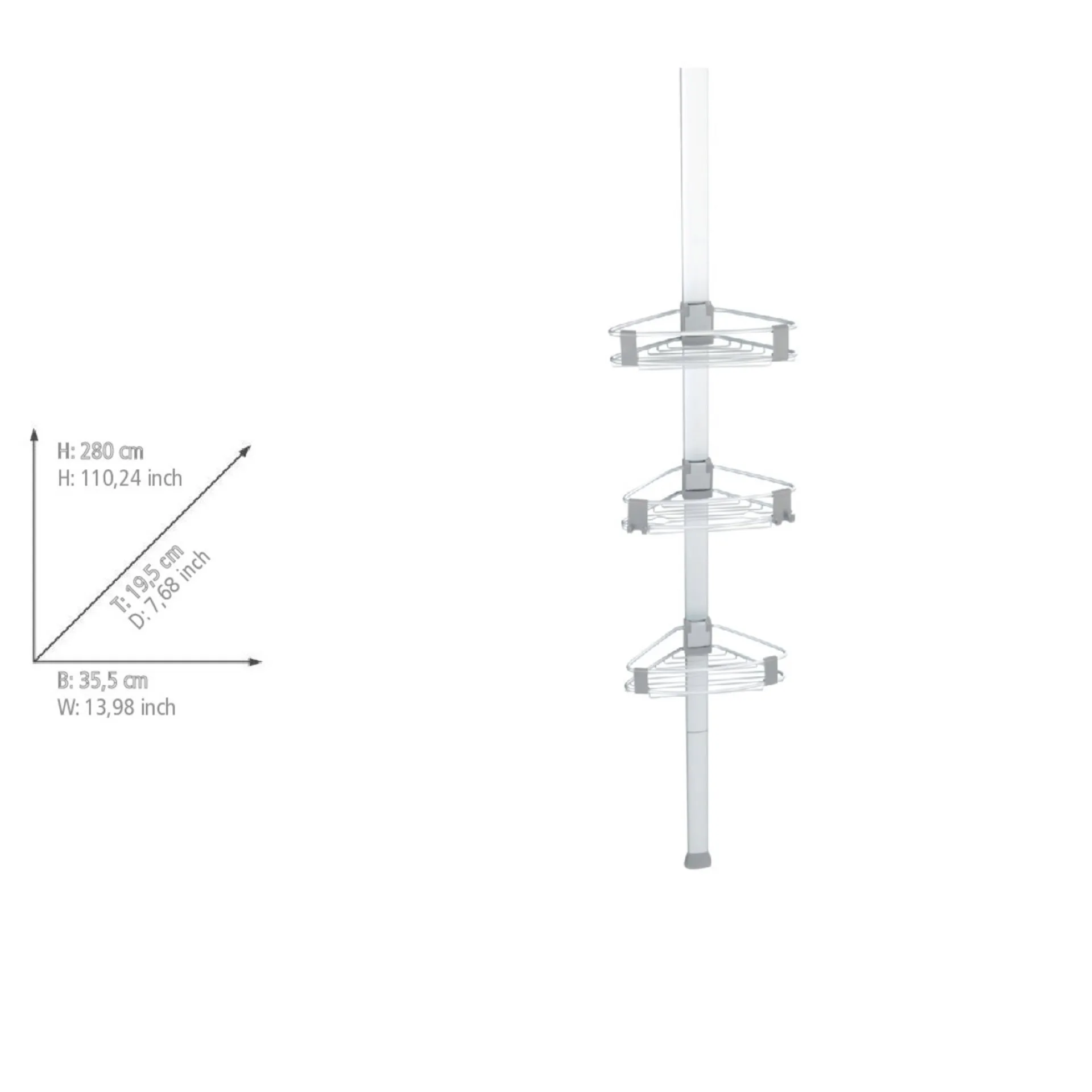 WENKO PURIO Dusch Eckablage, Chrom, 3 Etagen, Aluminium