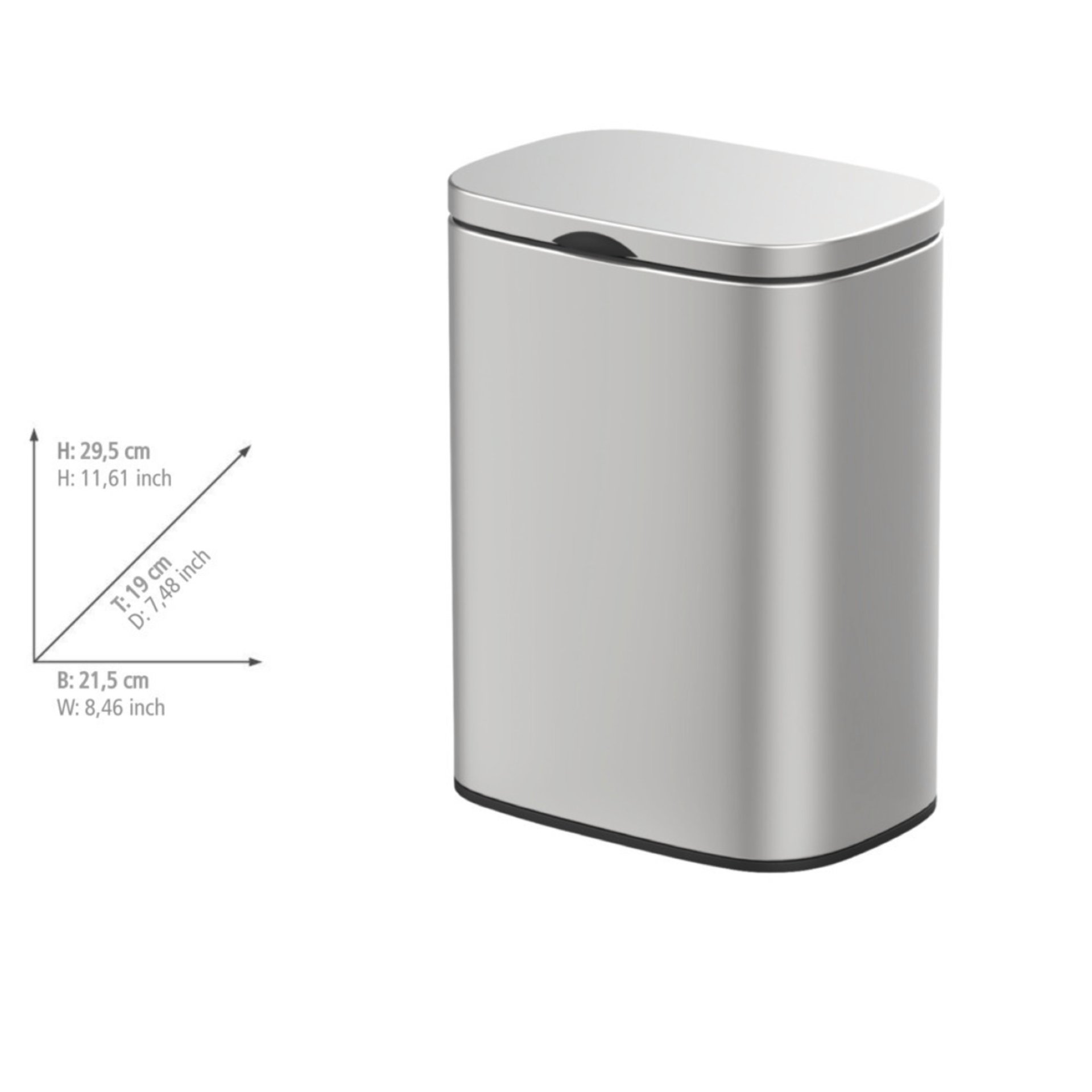 WENKO SARE Kosmetikeimer 5 Liter, Silber matt, mit Absenkautomatik, zur Wandmontage