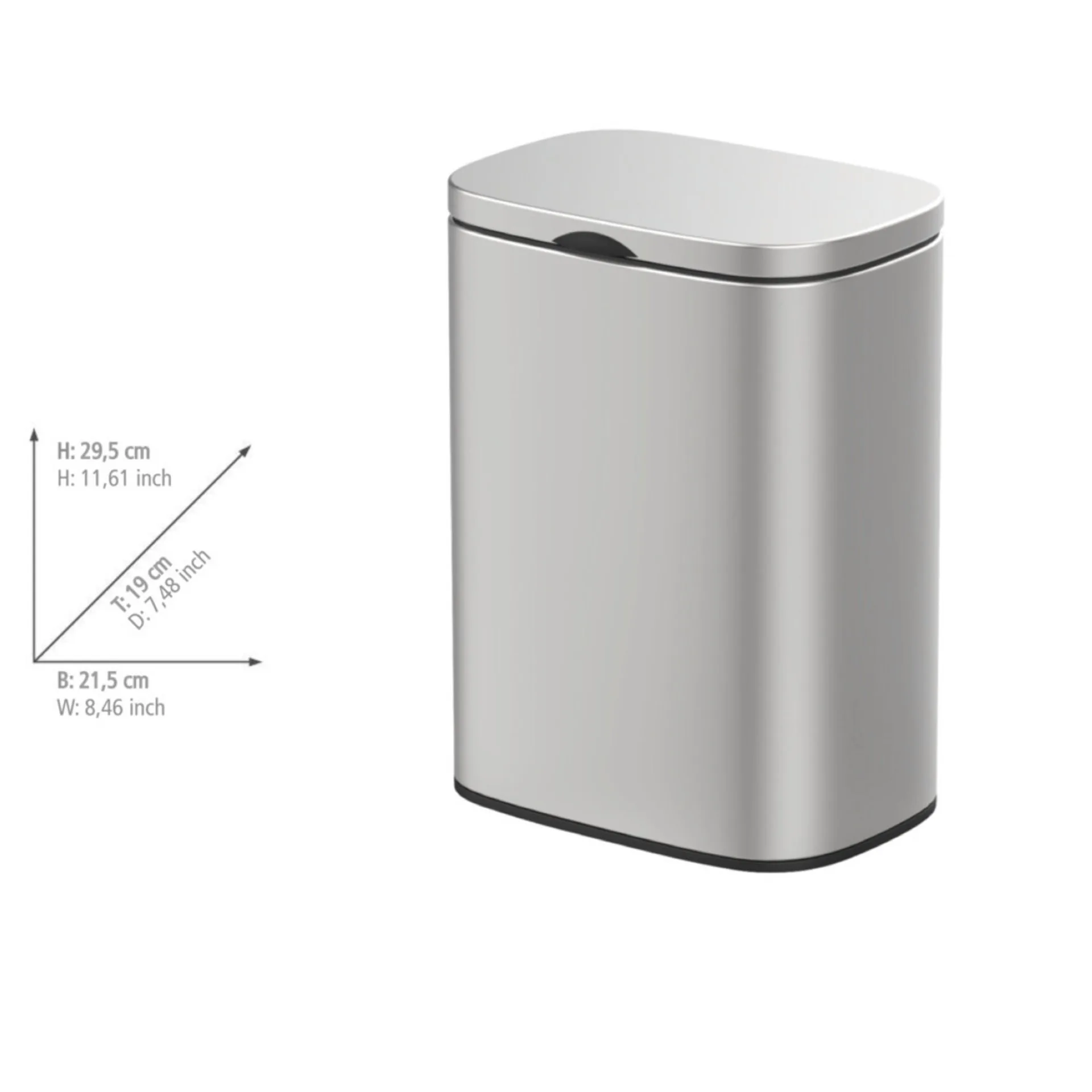 WENKO SARE Kosmetikeimer 5 Liter, Silber matt, mit Absenkautomatik, zur Wandmontage