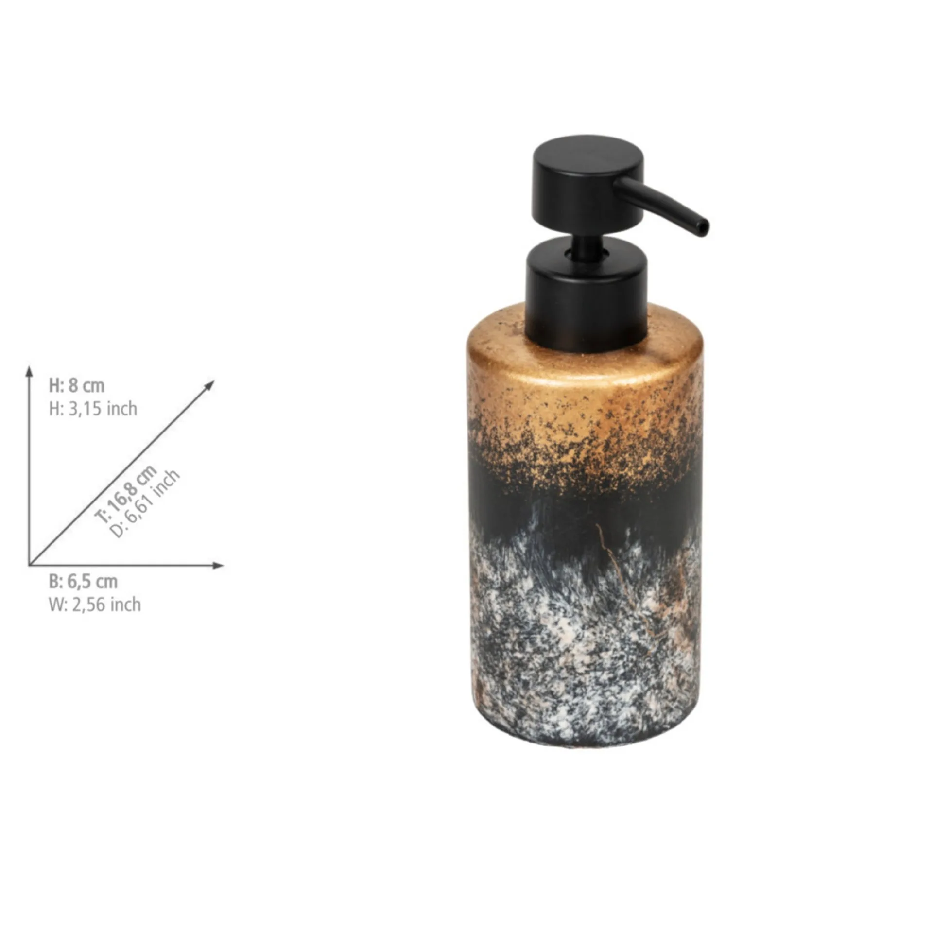 WENKO LACONA Accessoire Set, Gold/Grau, Zahnputzbecher, Seifenspender, WC-Garnitur, Zement