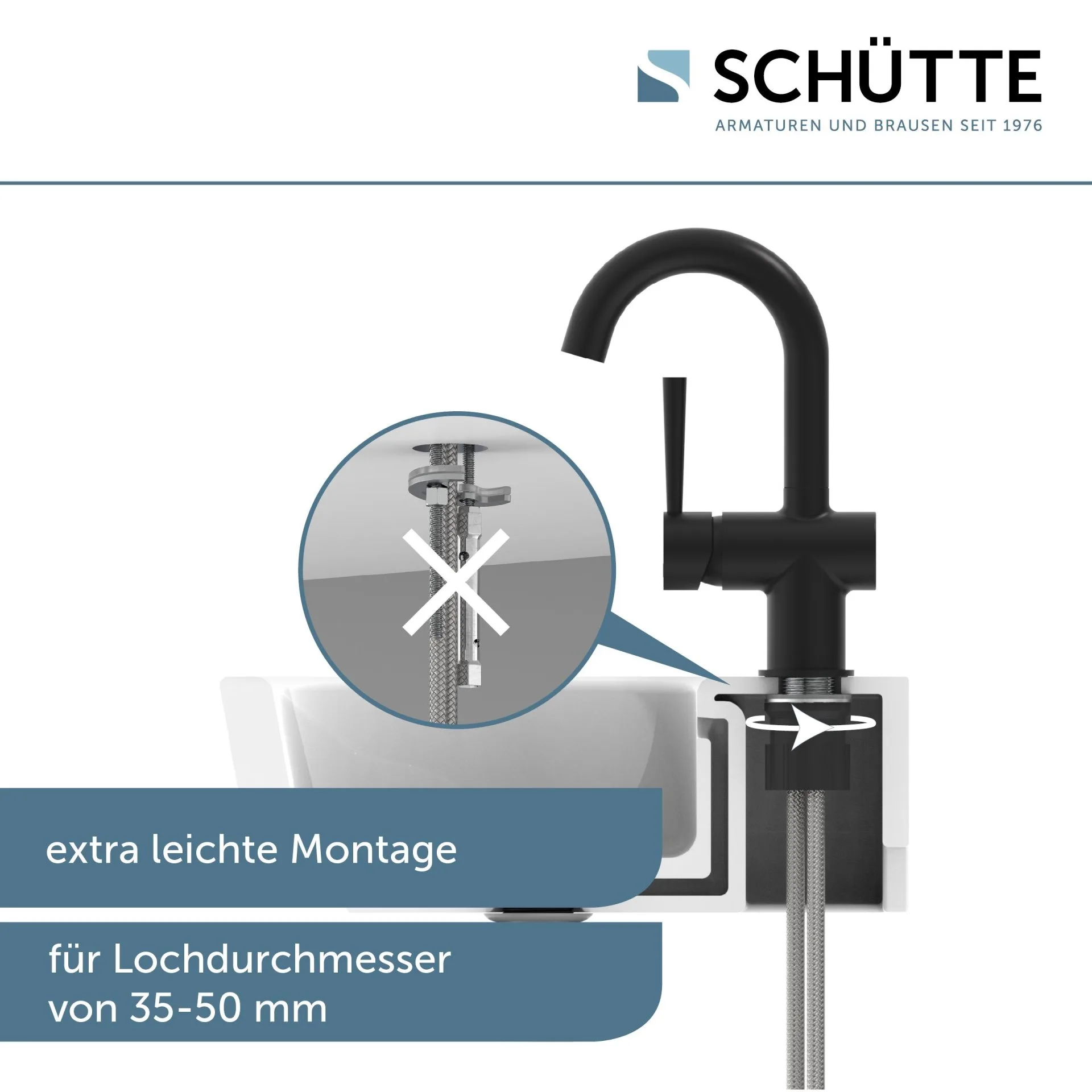 SCHÜTTE CORNWALL Waschtischarmatur, Schwarz matt