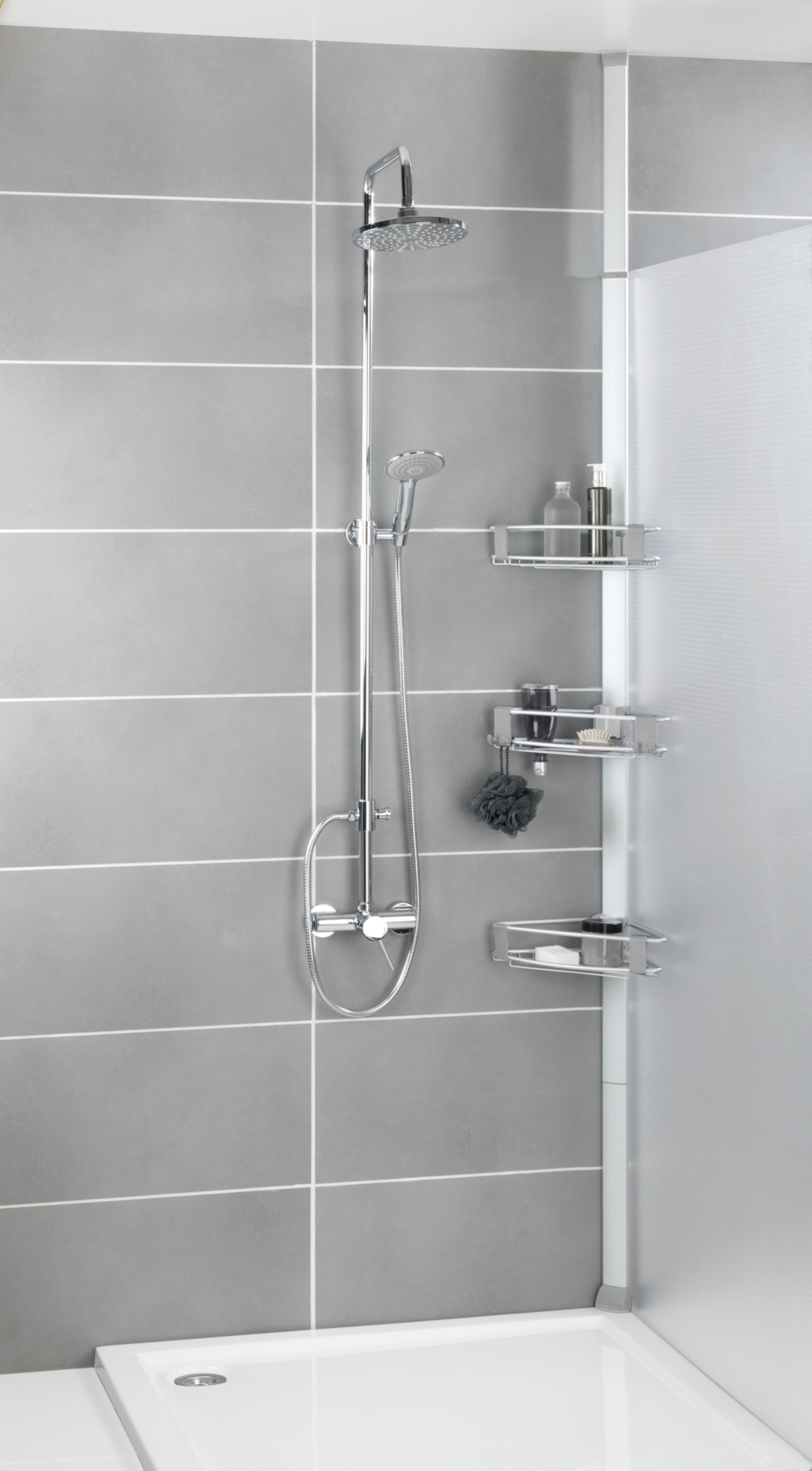 WENKO PURIO Dusch Eckablage, Chrom, 3 Etagen, Aluminium