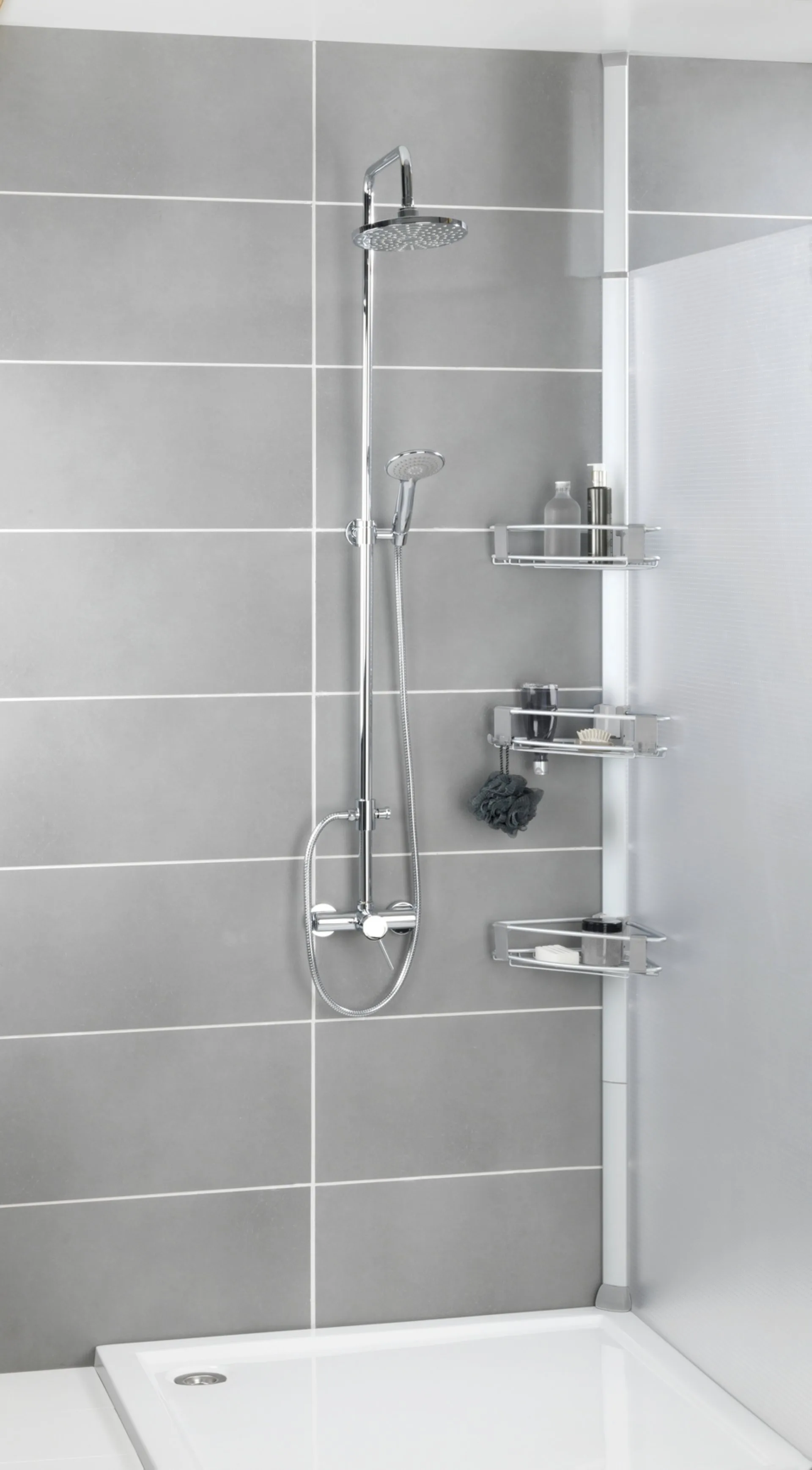 WENKO PURIO Dusch Eckablage, Chrom, 3 Etagen, Aluminium