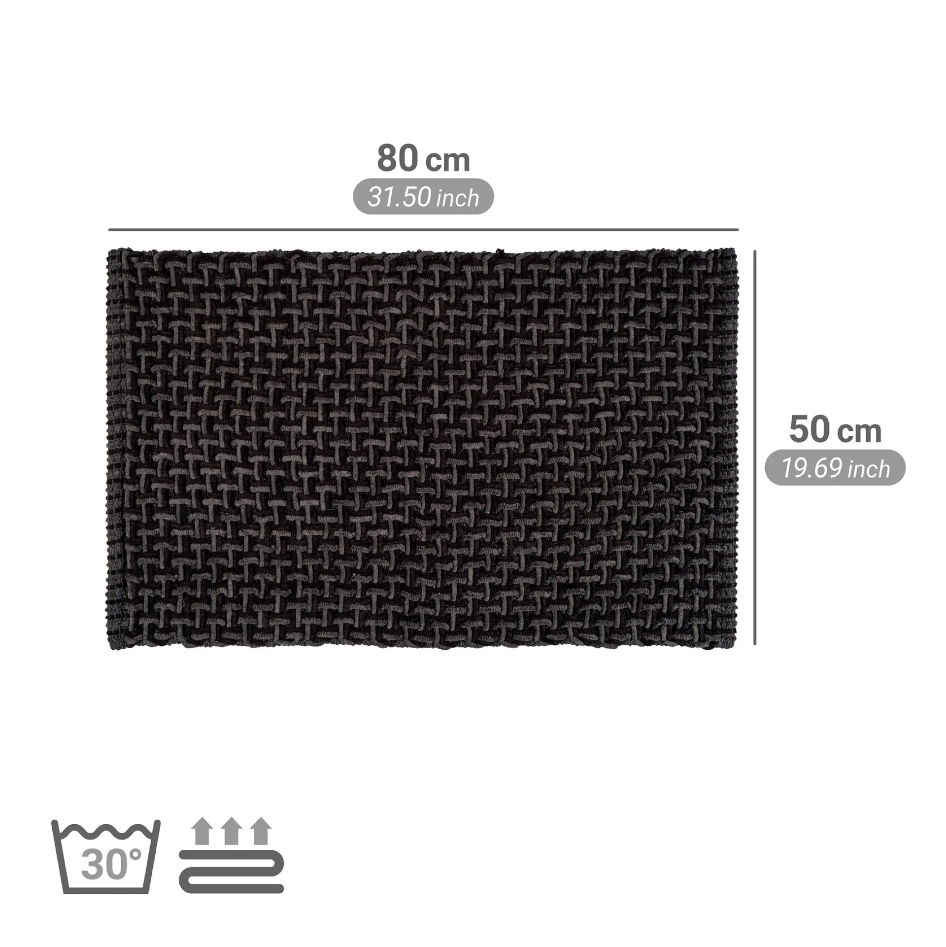 WENKO ECOLI Badteppich 50 x 80 cm, Schwarz