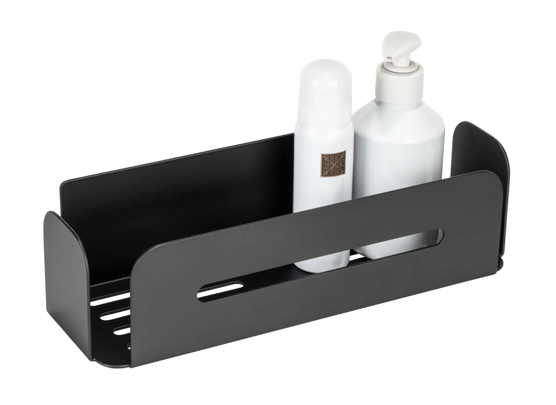 WENKO BIVIO Duschablage 30 cm breit, Schwarz matt, Befestigen ohne Bohren