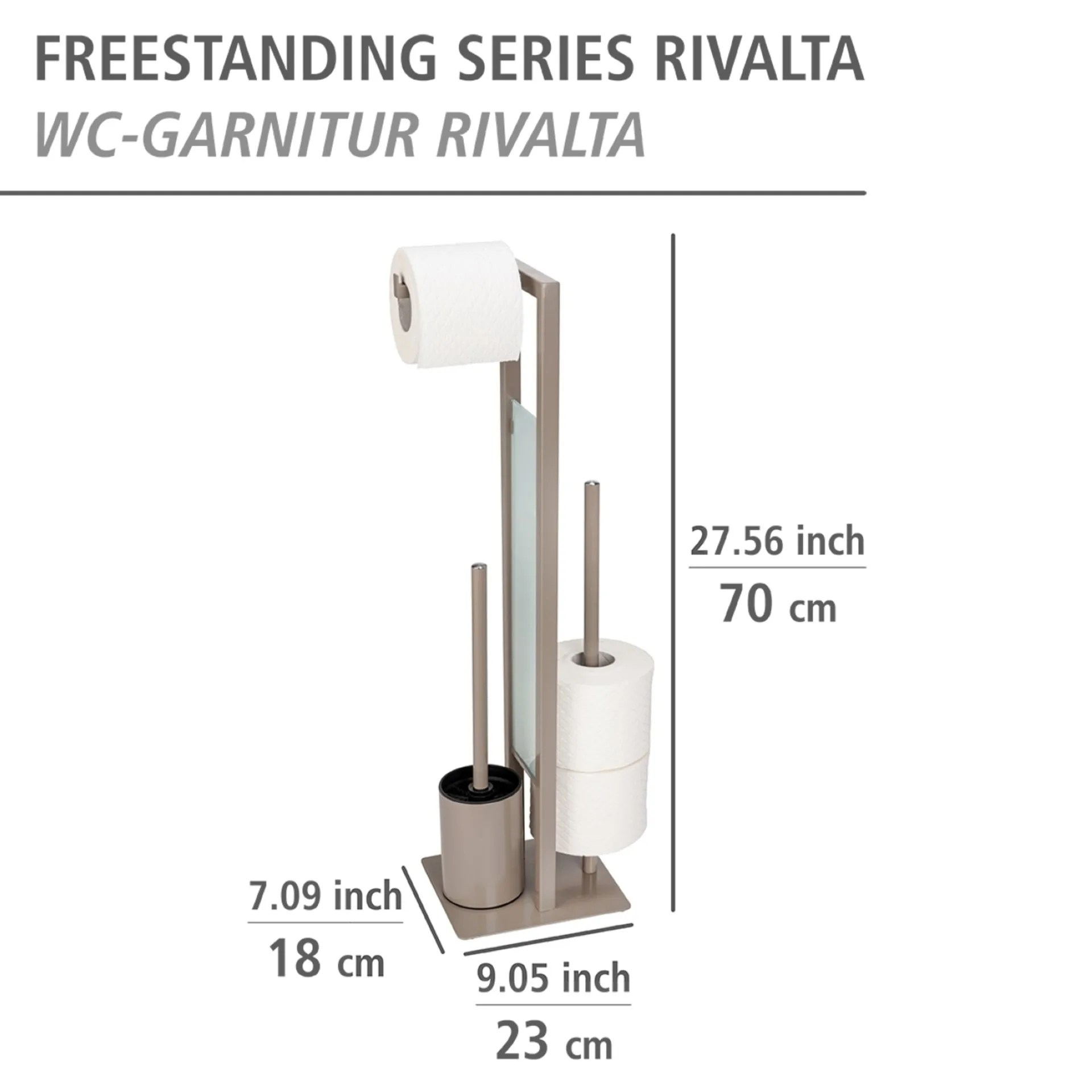 WENKO RIVALTA WC-Garnitur, Beige, Bambus, mit Toilettenpapierhalter und Bevorrater, stehend
