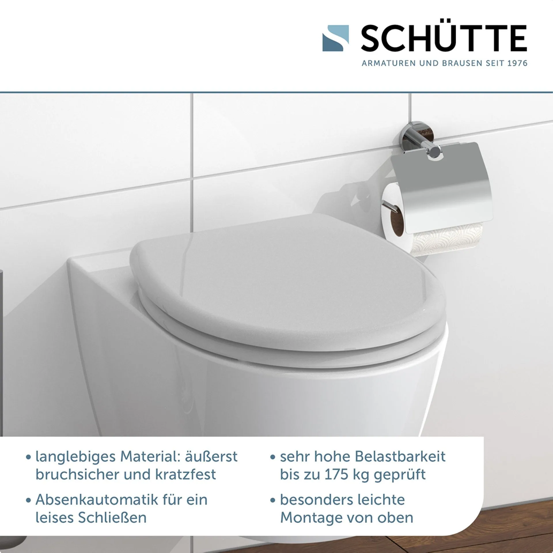 Schütte GREY WC-Sitz, mit Absenkautomatik und Schnellverschluss, Duroplast
