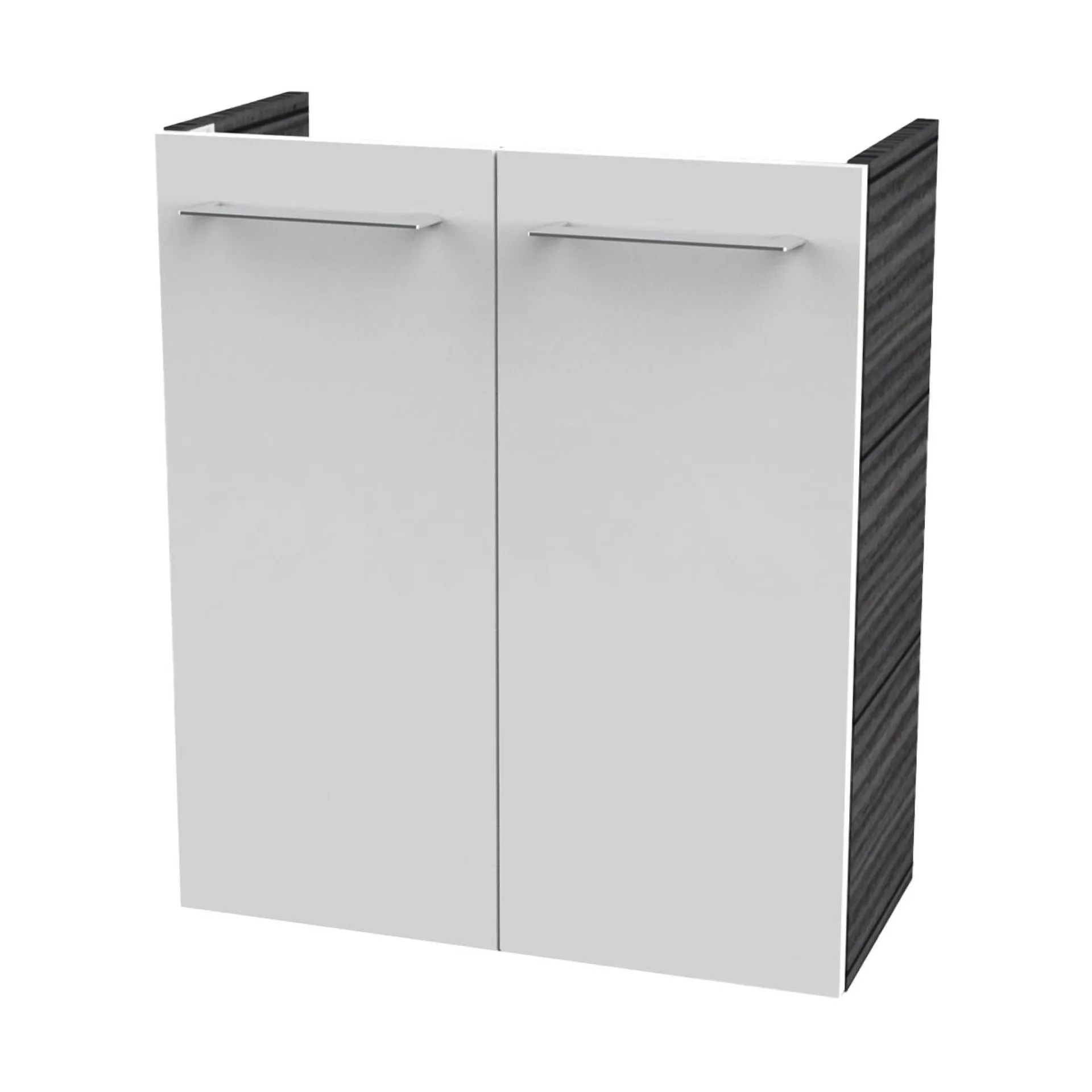 FACKELMANN SBC B.PERFEKT Waschbeckenunterschrank Gäste WC 55 cm breit, Weiß/Anthrazit Holzoptik, 2 Türen