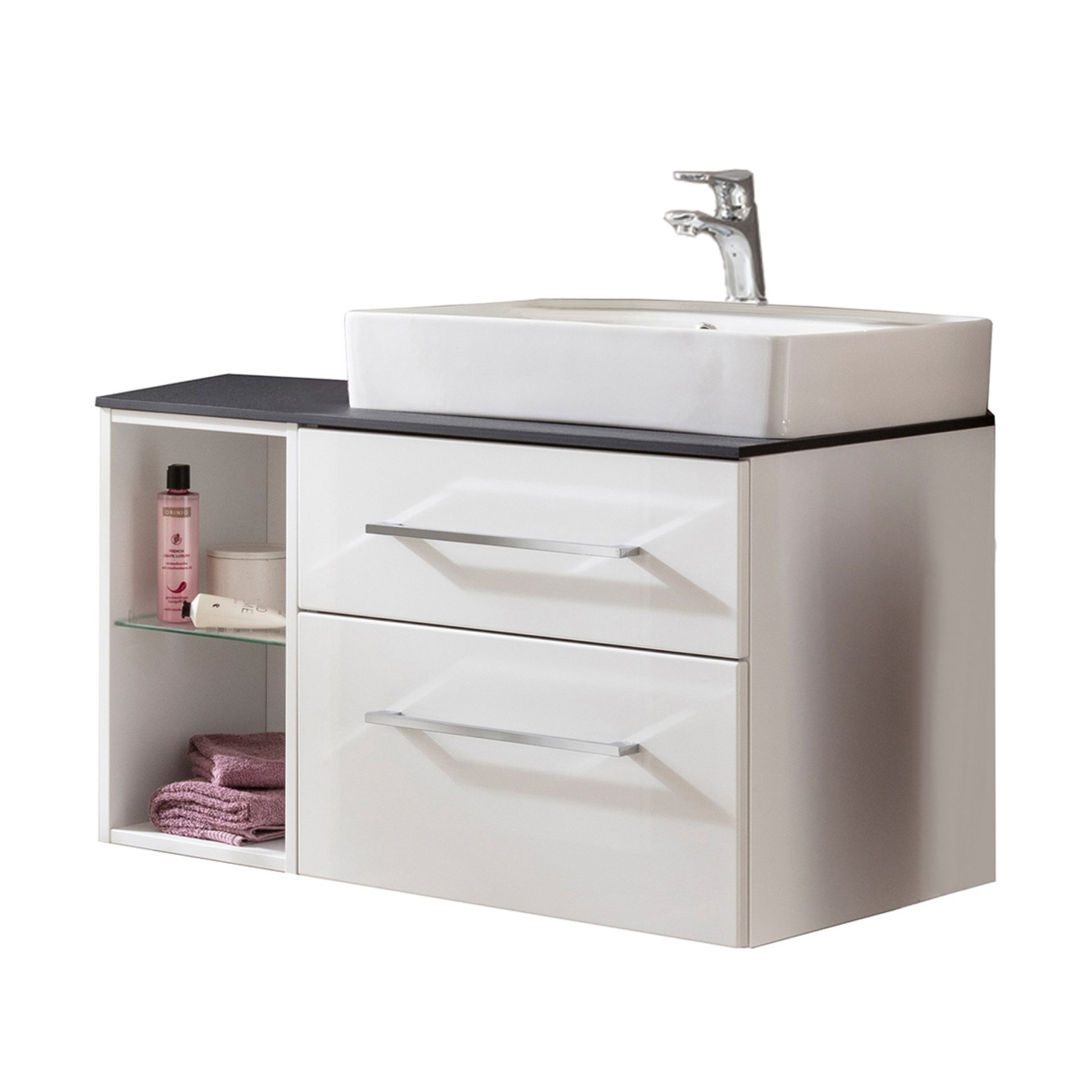 Fackelmann OXFORD Badmöbelset 5-teilig, 90 cm, Weiß, Keramik