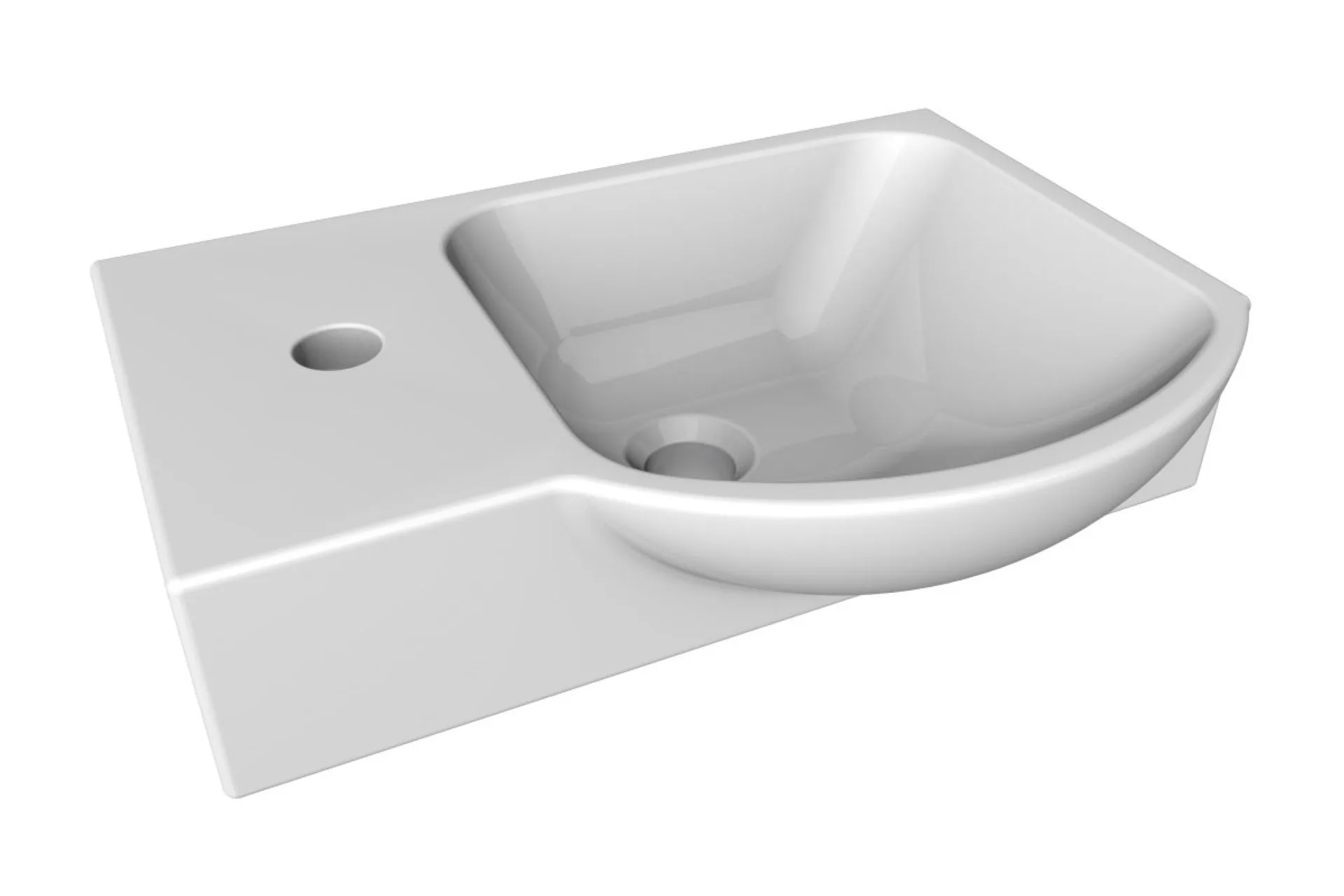 LANZET K3 Waschbecken 45,5 cm breit, Weiß, Keramik, Hahnloch links