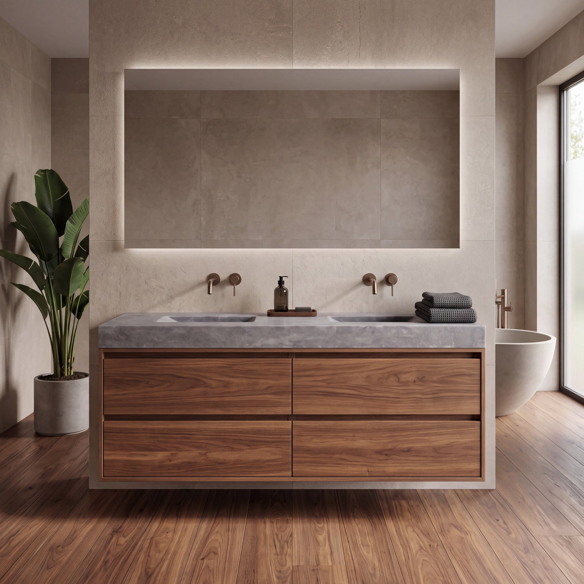 FORZALAQUA NAPOLI II Doppelwaschbecken 160 cm breit, Marmor, Naturstein, ohne Hahnlöcher