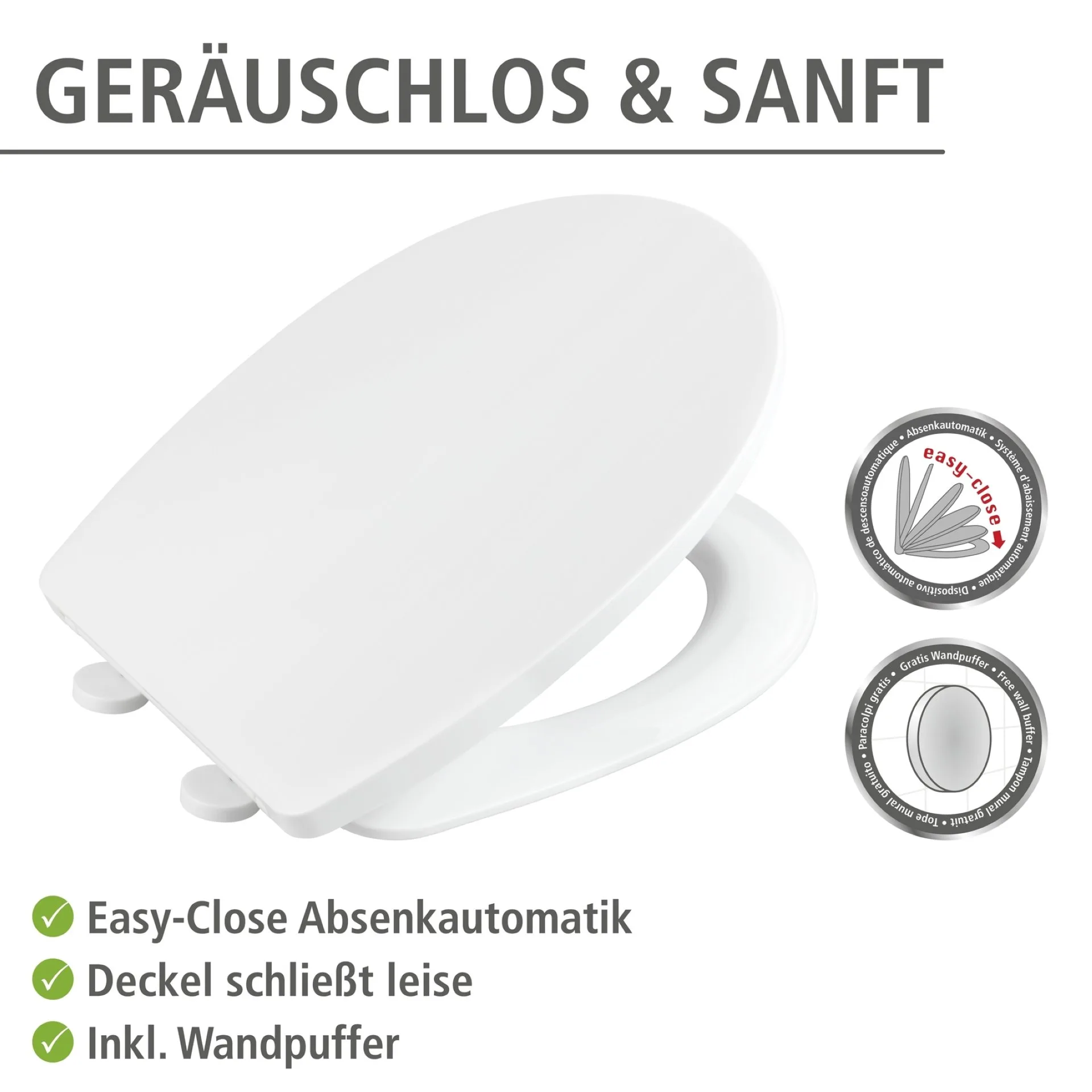 WENKO TAVOLA WC-Sitz, Weiß, mit Absenkautomatik und Schnellbefestigung