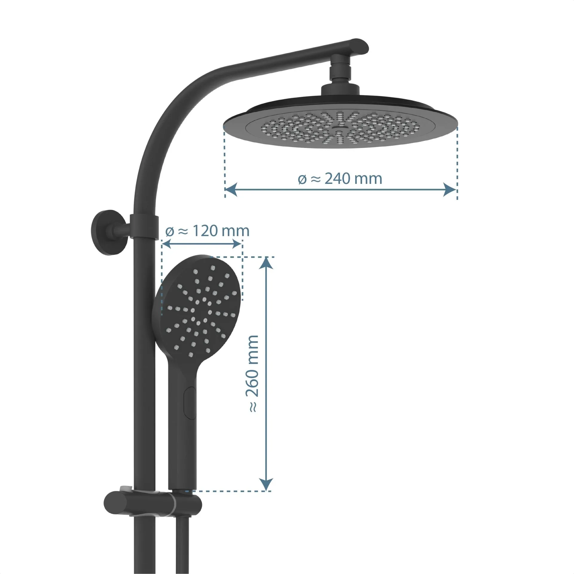 SCHÜTTE MADURA FRESH Überkopf-Brauseset, Schwarz matt
