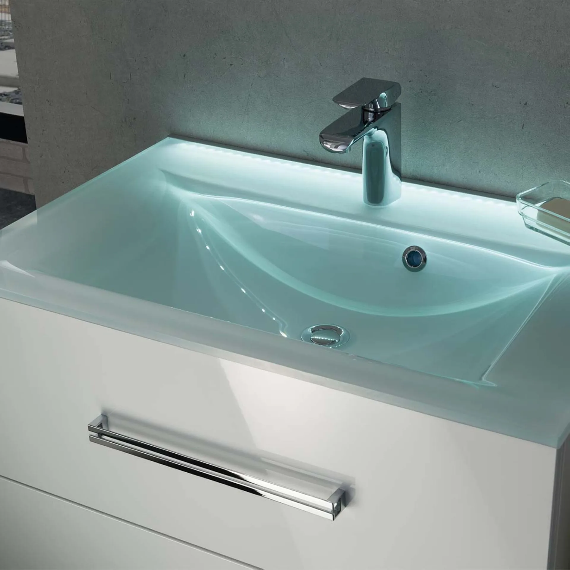 FACKELMANN Waschbecken 80 cm breit, Mint, Glas
