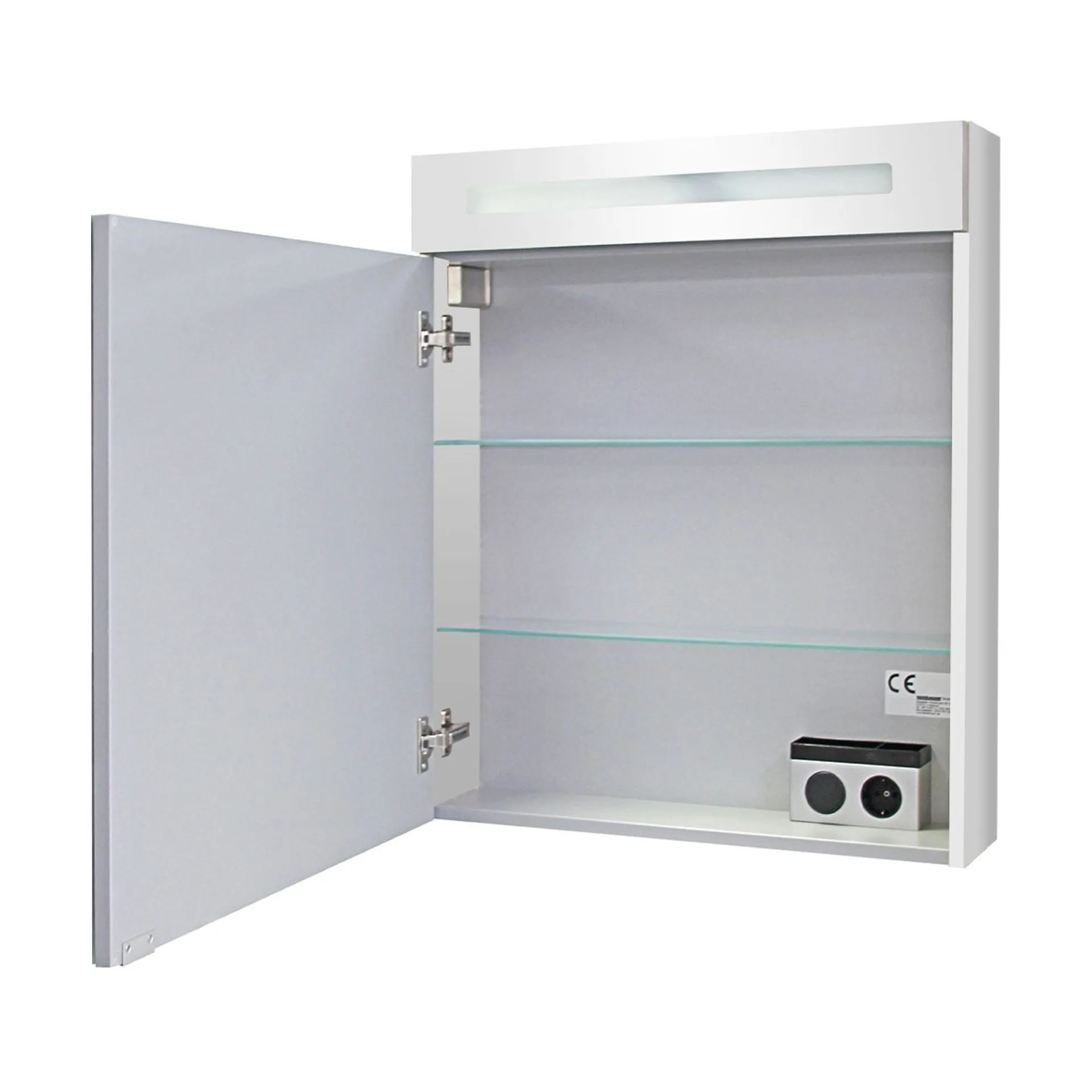 FACKELMANN B.CLEVER Waschtisch Set mit Spiegelschrank 60 cm breit, Weiß, Waschbecken Gussmarmor Weiß
