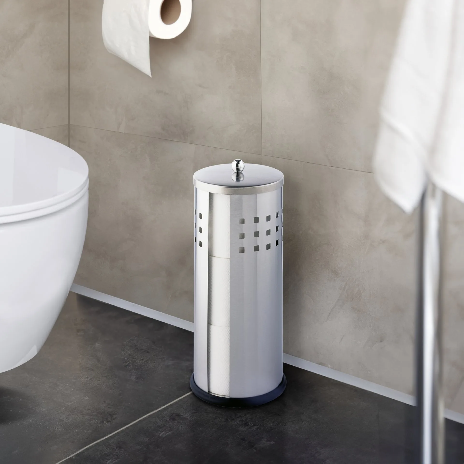WENKO ANCONA Toilettenpapier Ersatzrollenhalter, Silber matt, Edelstahl rostfrei