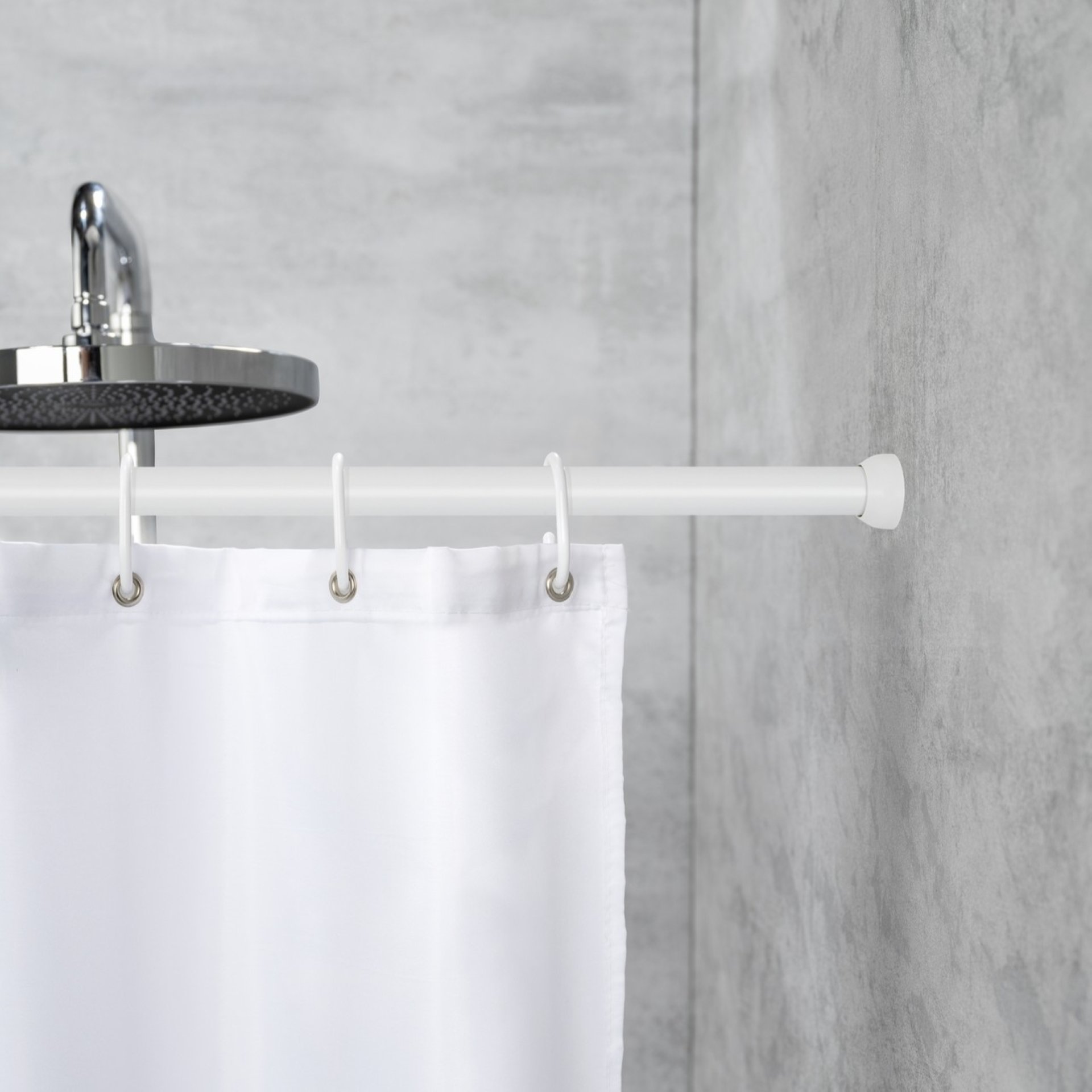 WENKO Teleskop-Duschstange 110-185 cm, Weiß, Aluminium rostfrei