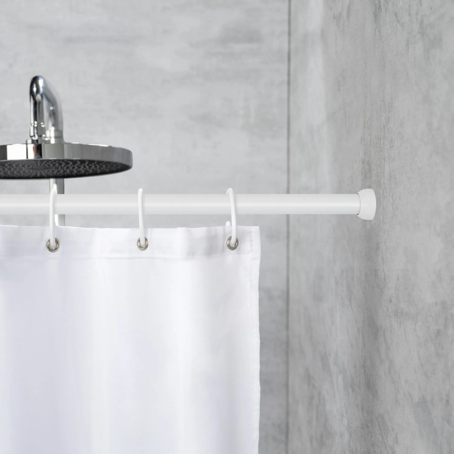 WENKO Teleskop-Duschstange 110-185 cm, Weiß, Aluminium rostfrei