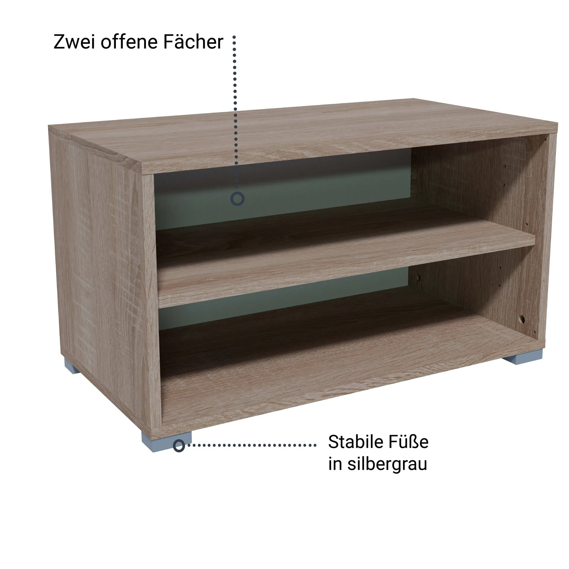 BADEDU VEER Regal 70 cm breit, Braun, 2 Fächer