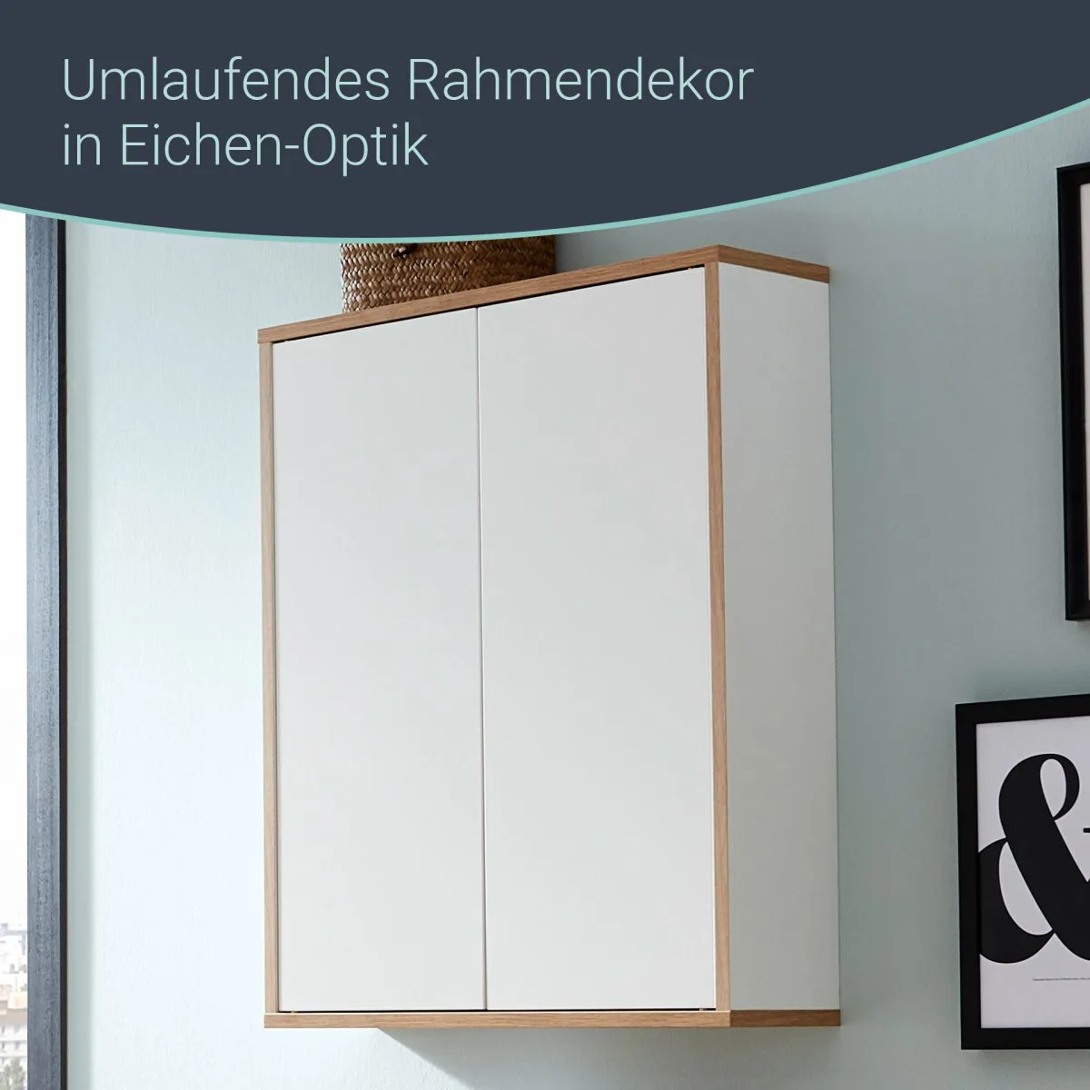 FACKELMANN FINN Doppel Hängeschrank 60 cm breit, Braun hell/Weiß