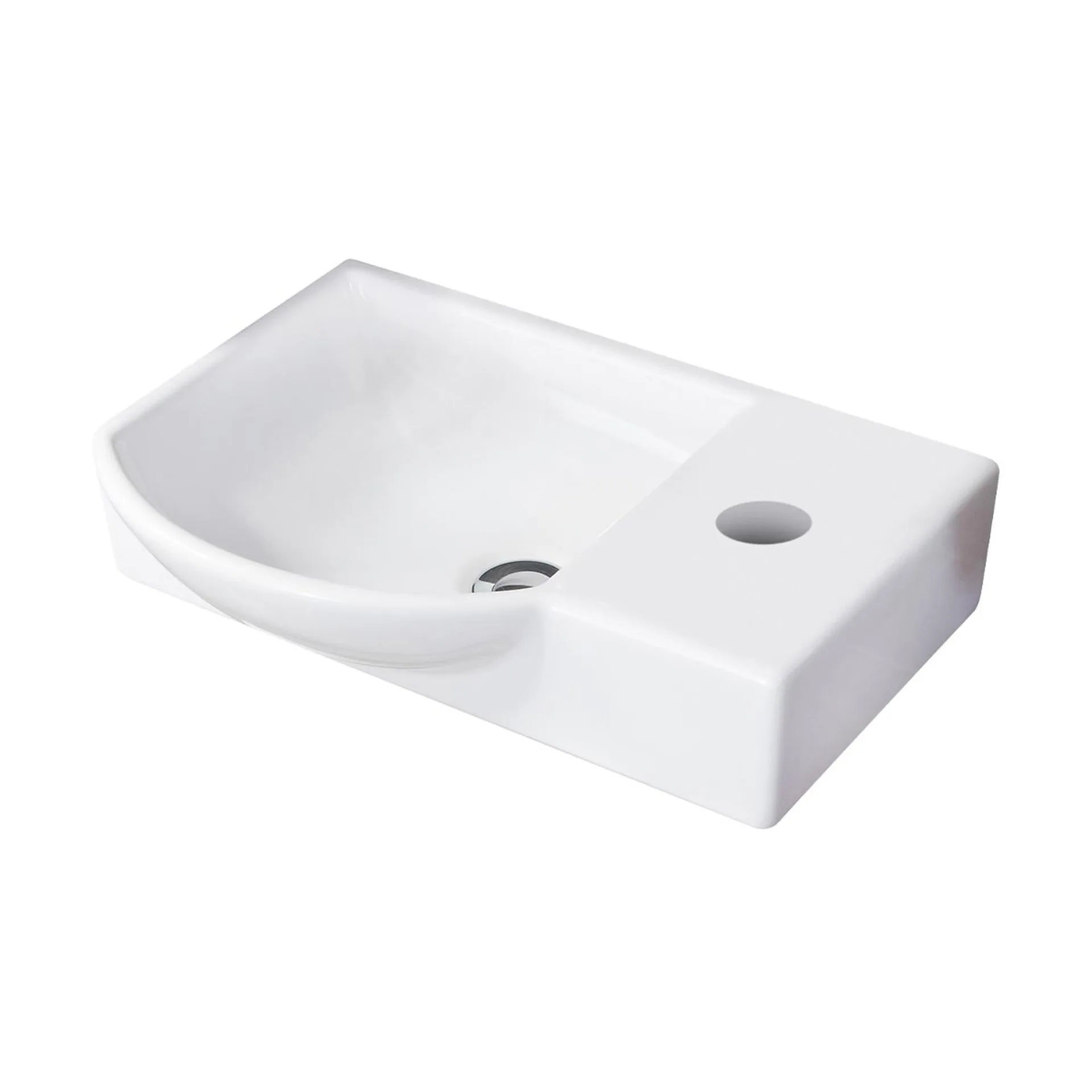 FACKELMANN SBC LUNA Gäste WC Waschtisch Set 45 cm breit, Anthrazit, Waschbecken Keramik Weiß, Türanschlag linksamik Hahnloch rechts